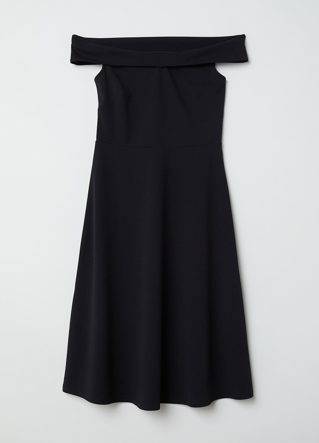 Чорна кежуал плаття, сукня кльош, з відкритими плечима H&M однотонна