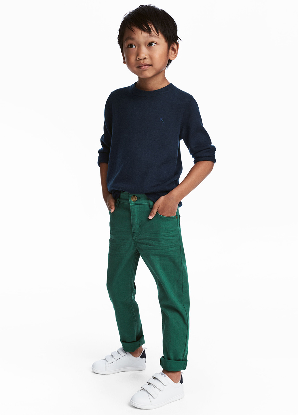 Зеленые демисезонные прямые джинсы H&M