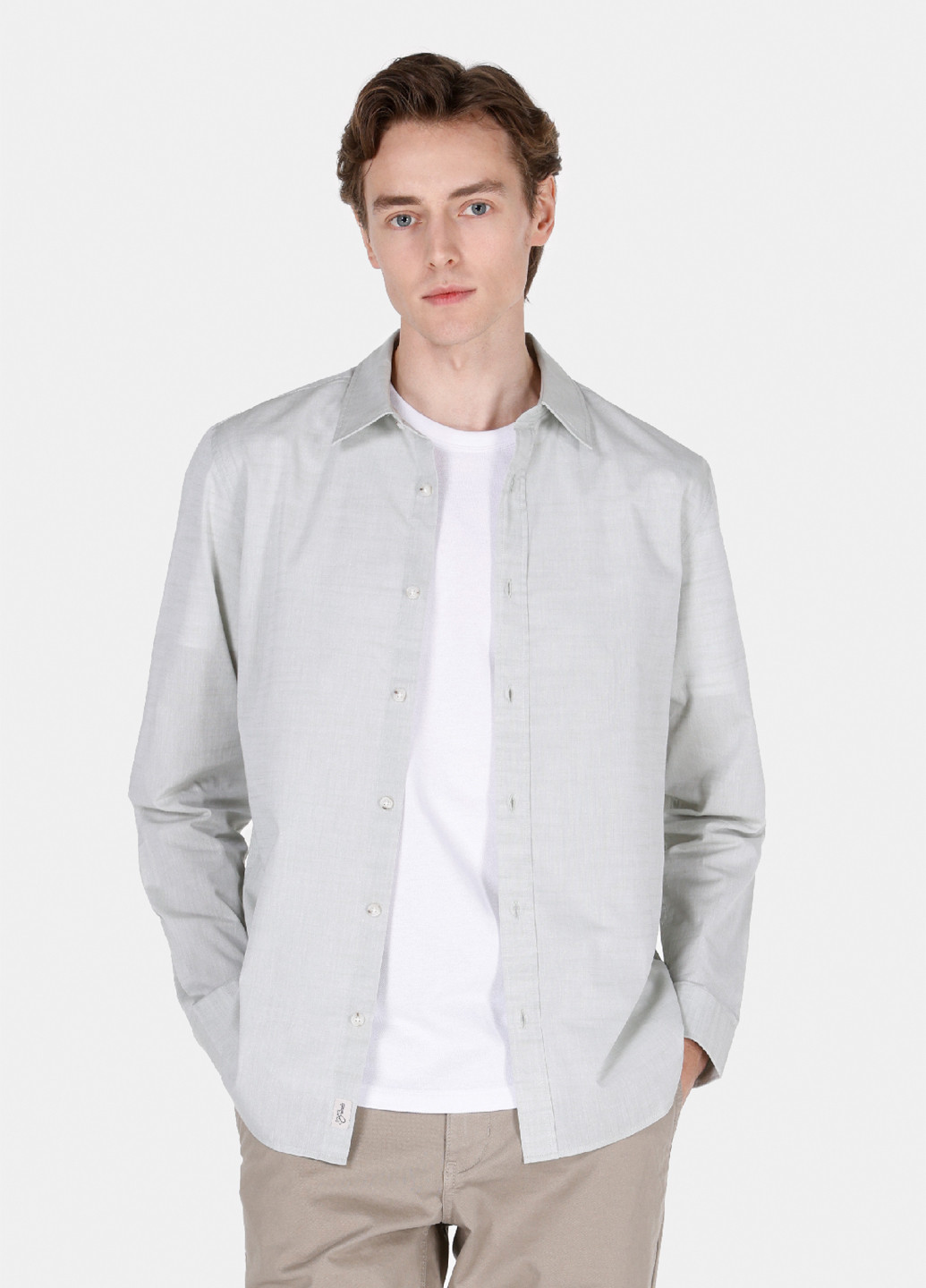 Мятная кэжуал рубашка однотонная Colin's