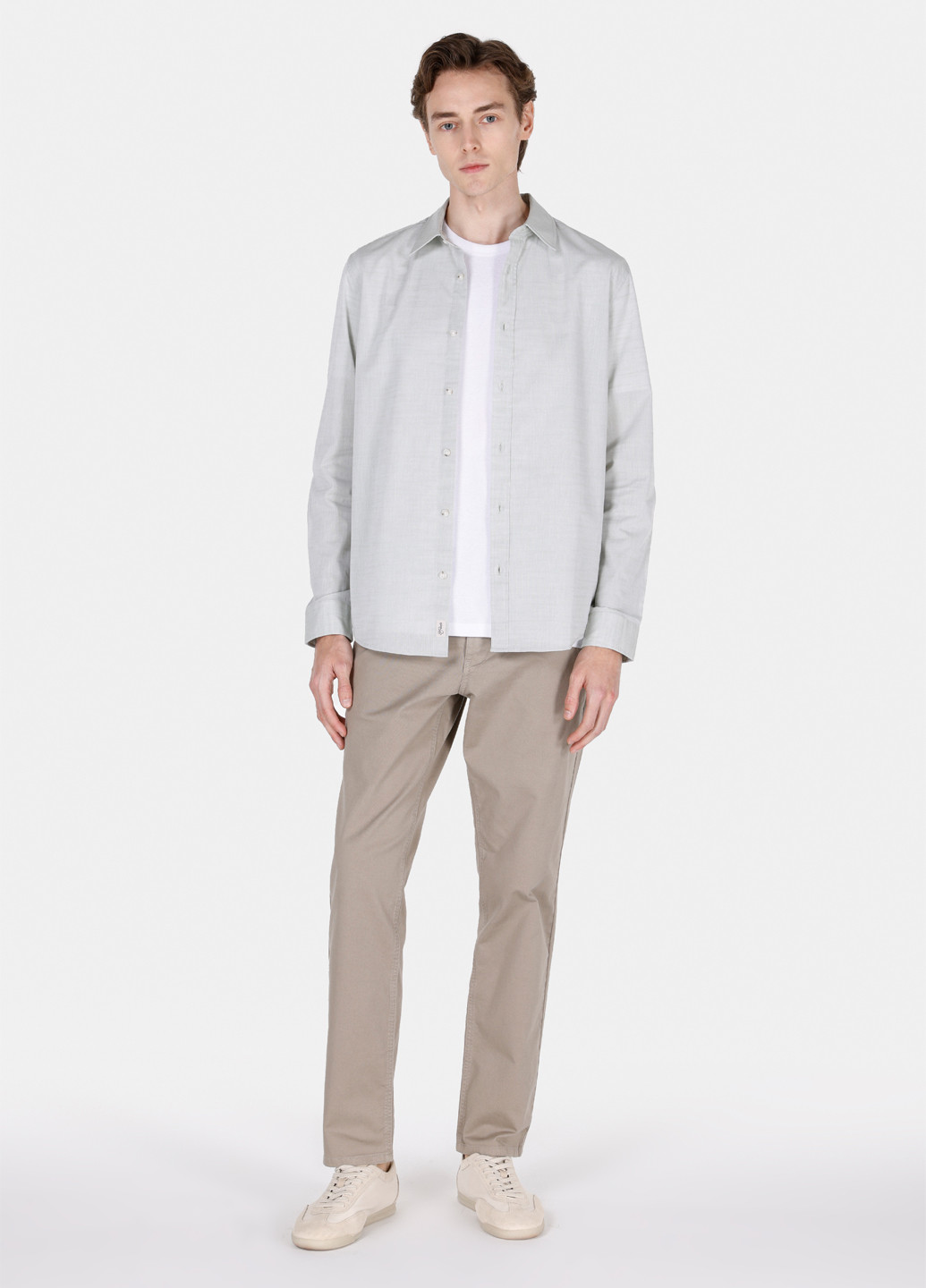 Мятная кэжуал рубашка однотонная Colin's