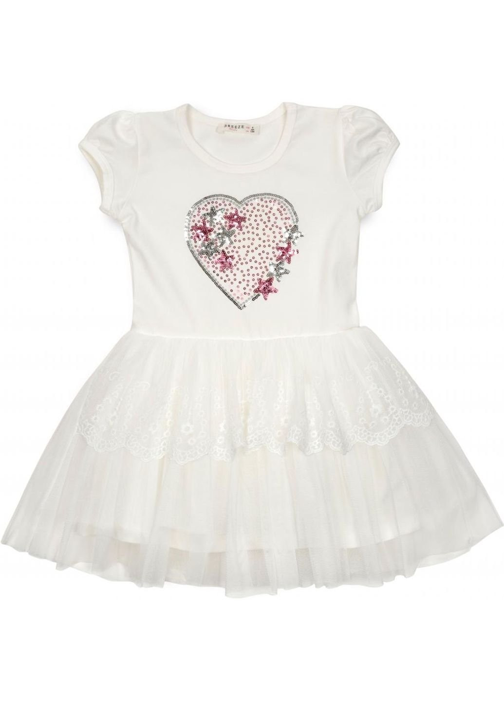 Комбинированное платье с сердцем (14104-104g-cream) Breeze (251326332)