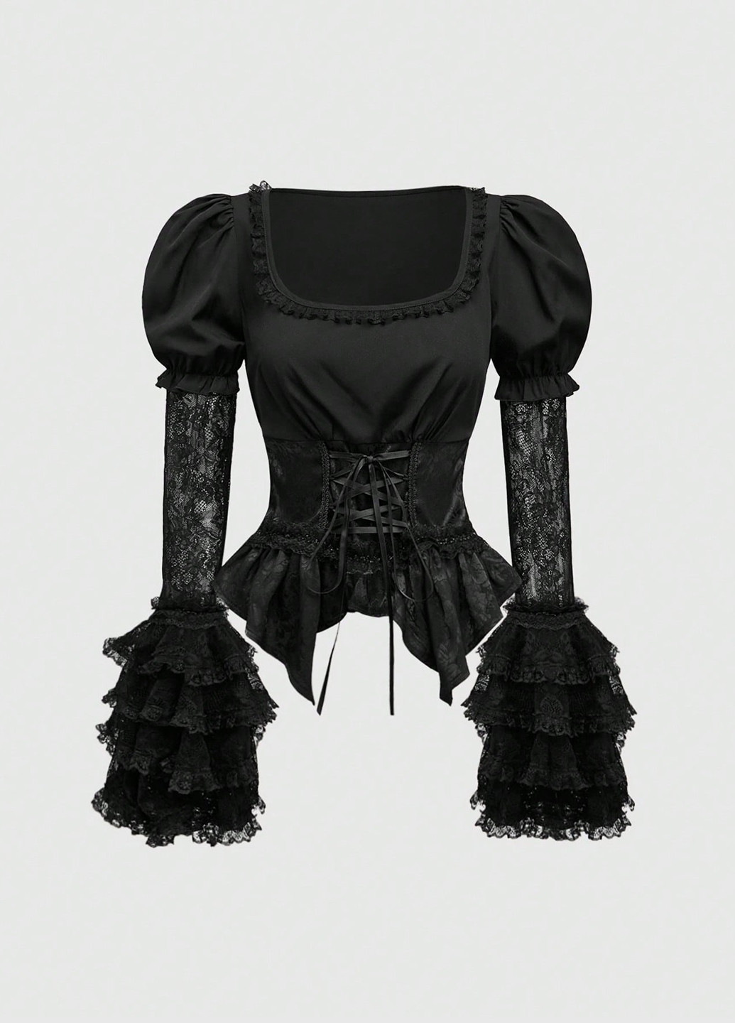 Чёрная блуза с баской SHEIN