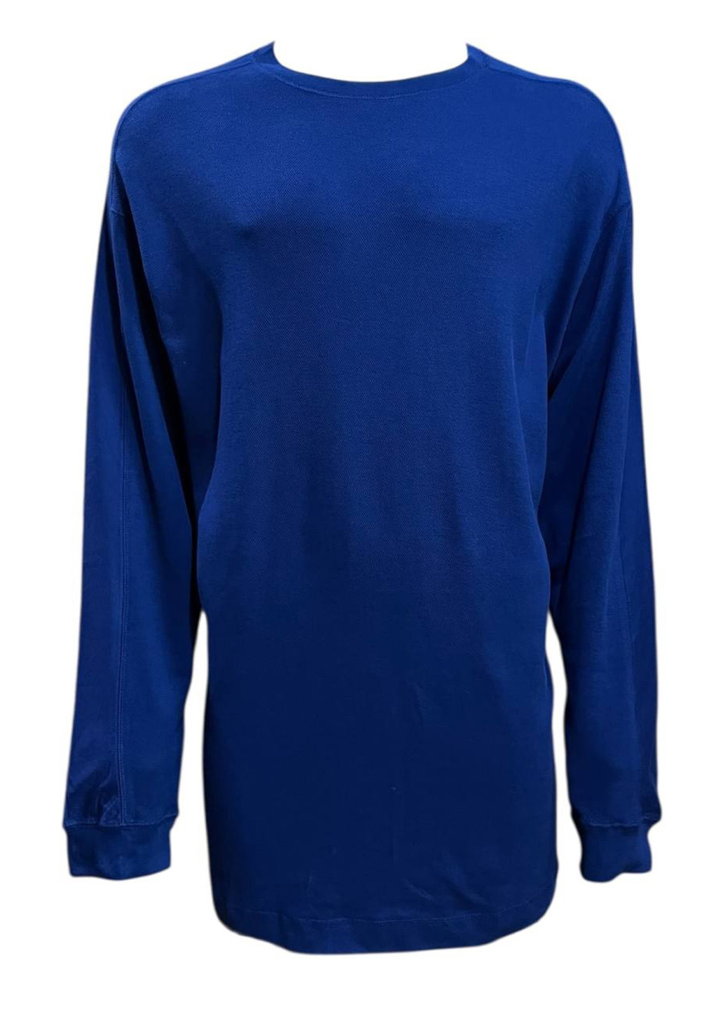 Синий демисезонный кэжуал лонгслив Roundtree & Yorke однотонный