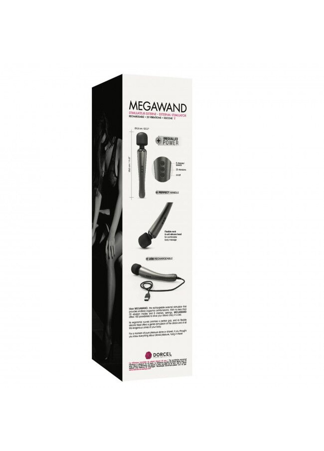 Потужний вібромасажер MEGAWAND Chrome Silver водонепроникний, перезаряджається, 160 режимів Dorcel (252607153)