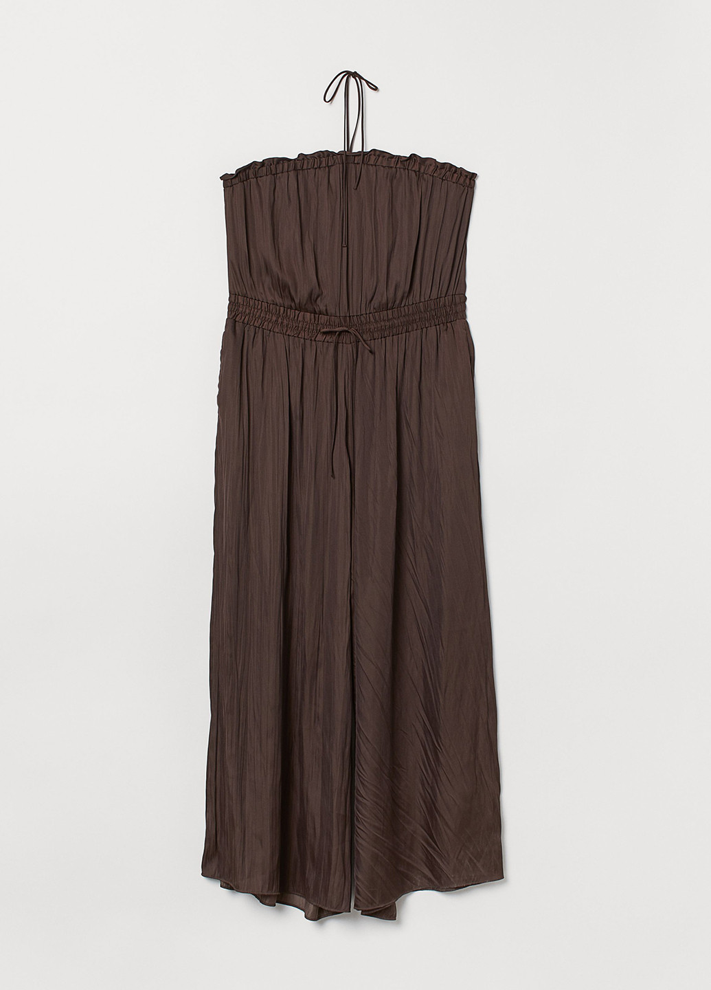 Комбинезон H&M комбинезон-брюки однотонный тёмно-коричневый кэжуал полиэстер