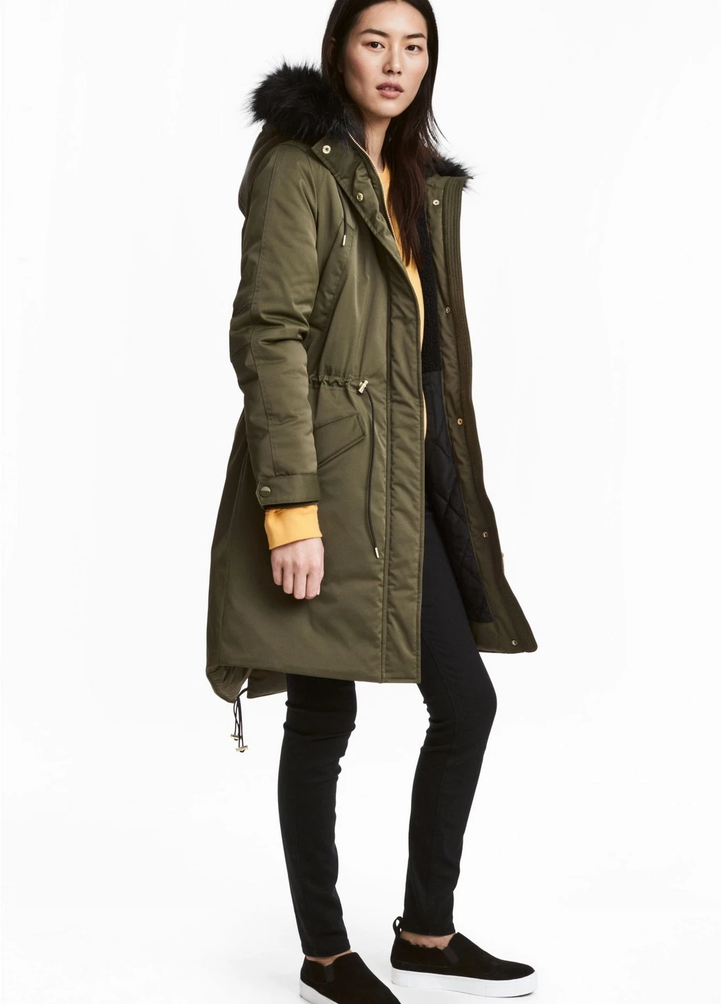 Оливкова (хакі) зимня куртка парка H&M