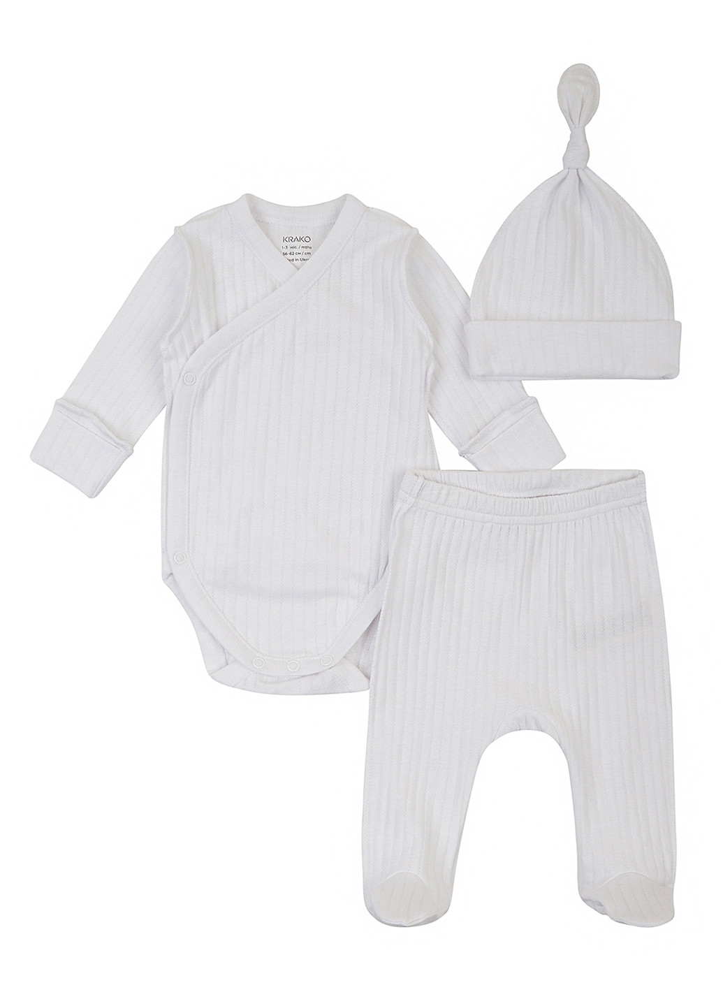 Білий демісезонний комплект (боді, повзунки, шапка) KRAKO