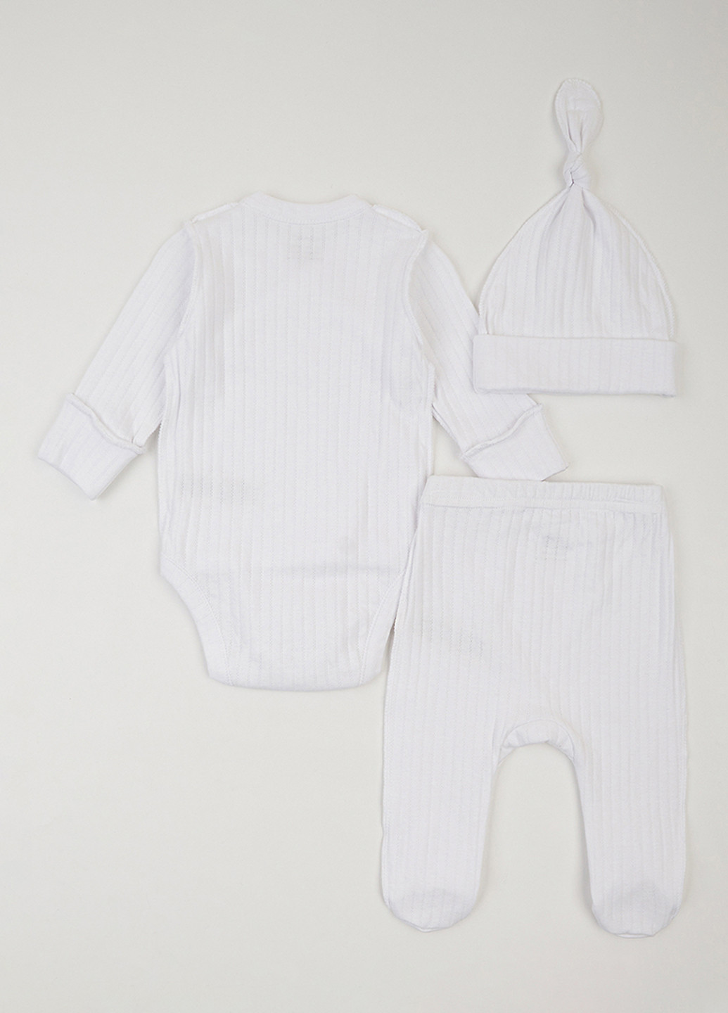 Білий демісезонний комплект (боді, повзунки, шапка) KRAKO