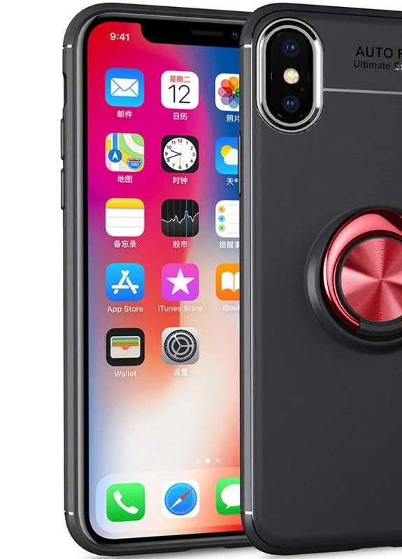 TPU чохол ColorRing під магнітний тримач (opp) для Apple iPhone XS Max (6.5 ') Чорний / Червоний (is_00000042202_2) Deen (229727563)