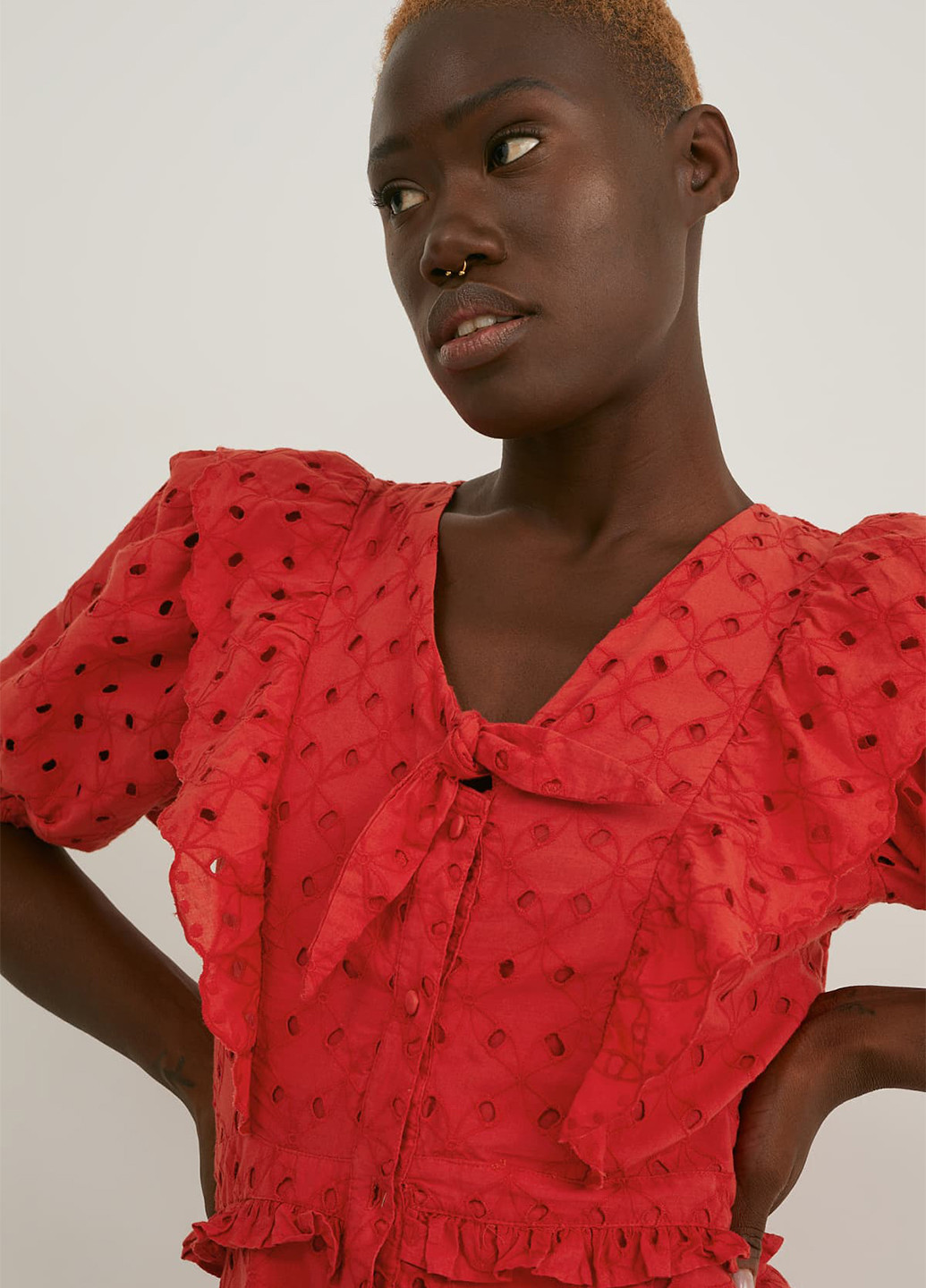 Червона кежуал сукня кльош C&A однотонна