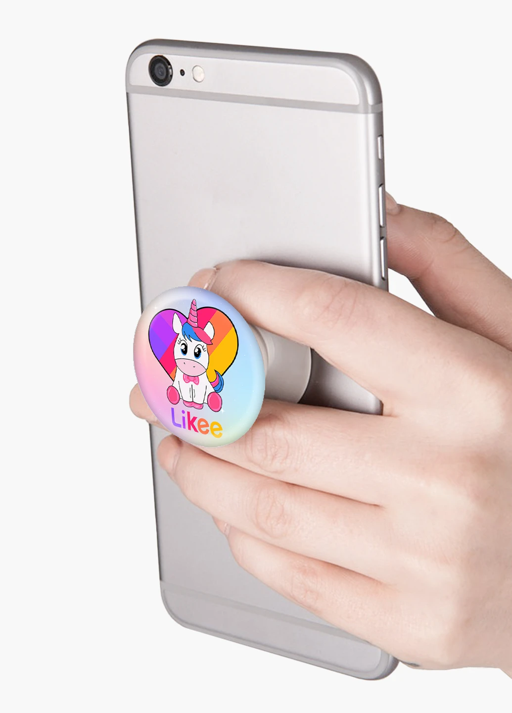 Попсокет (Popsockets) тримач для смартфону Лайк Єдиноріг (Likee Unicorn) (8754-1594) Чорний MobiPrint (216748464)