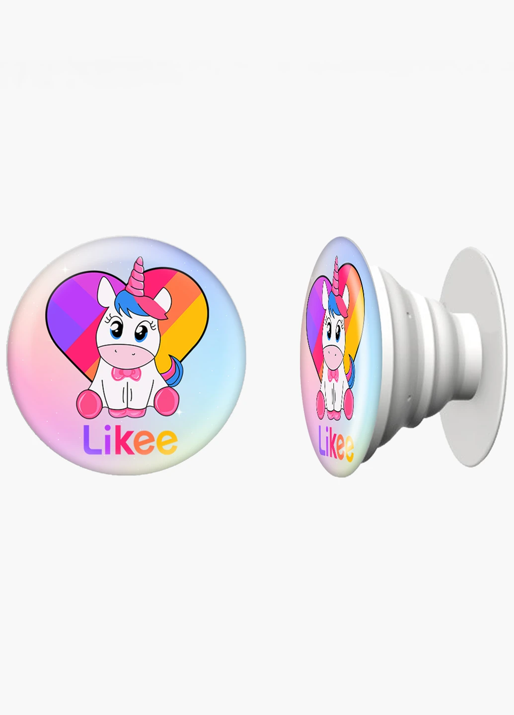 Попсокет (Popsockets) тримач для смартфону Лайк Єдиноріг (Likee Unicorn) (8754-1594) Чорний MobiPrint (216748464)