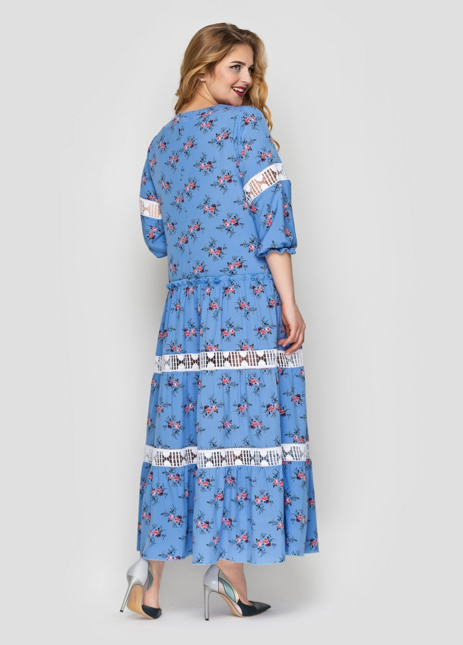 Голубое кэжуал платье muar анна васильковый 0205 Vlavi однотонное