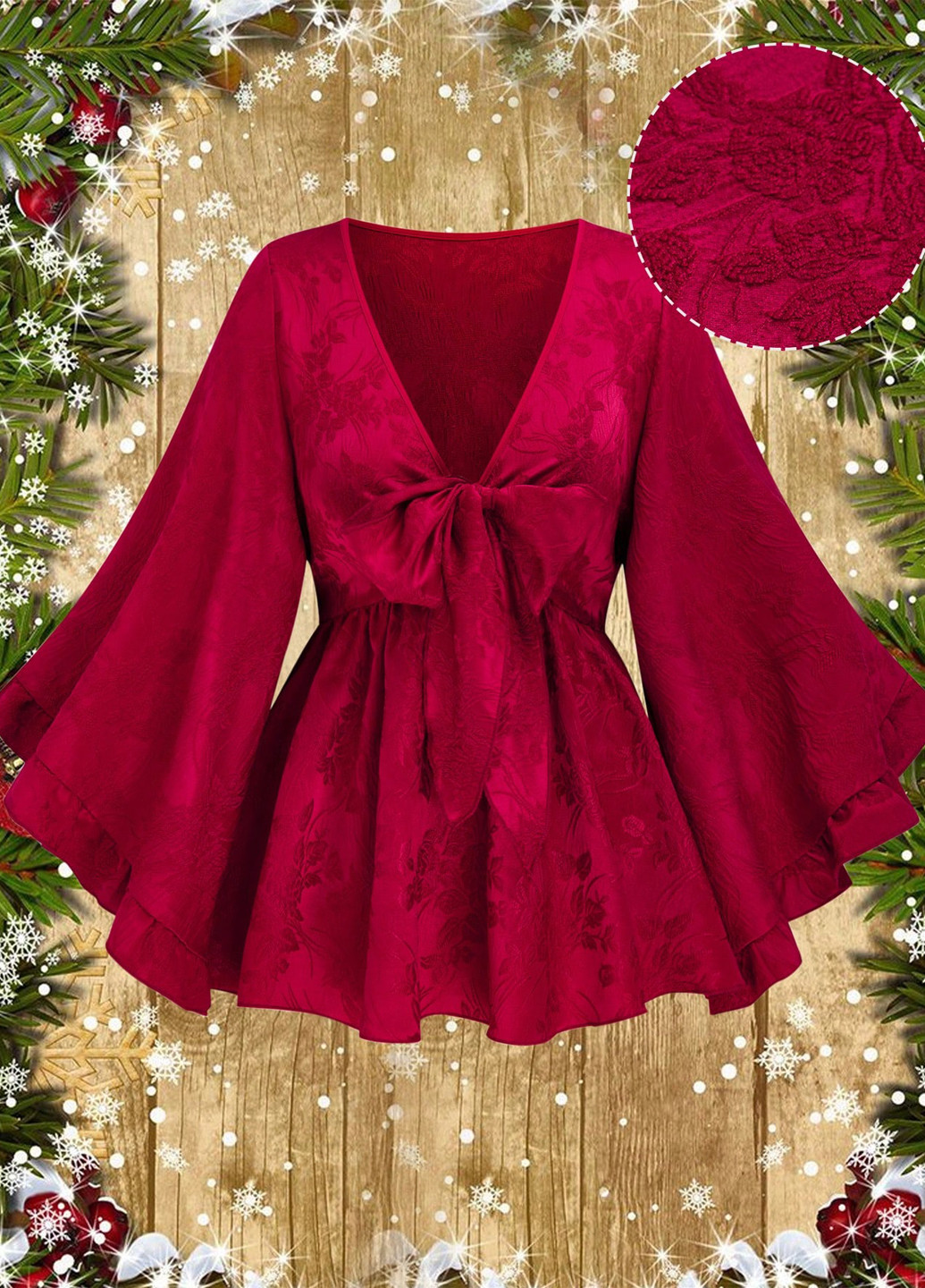 Бордовая блуза с баской SHEIN