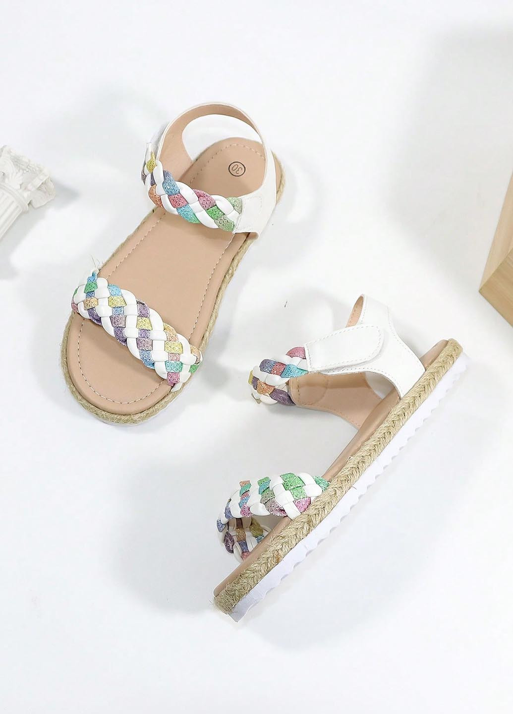 Белые эспадрильи SHEIN на плетеной подошве, плетение