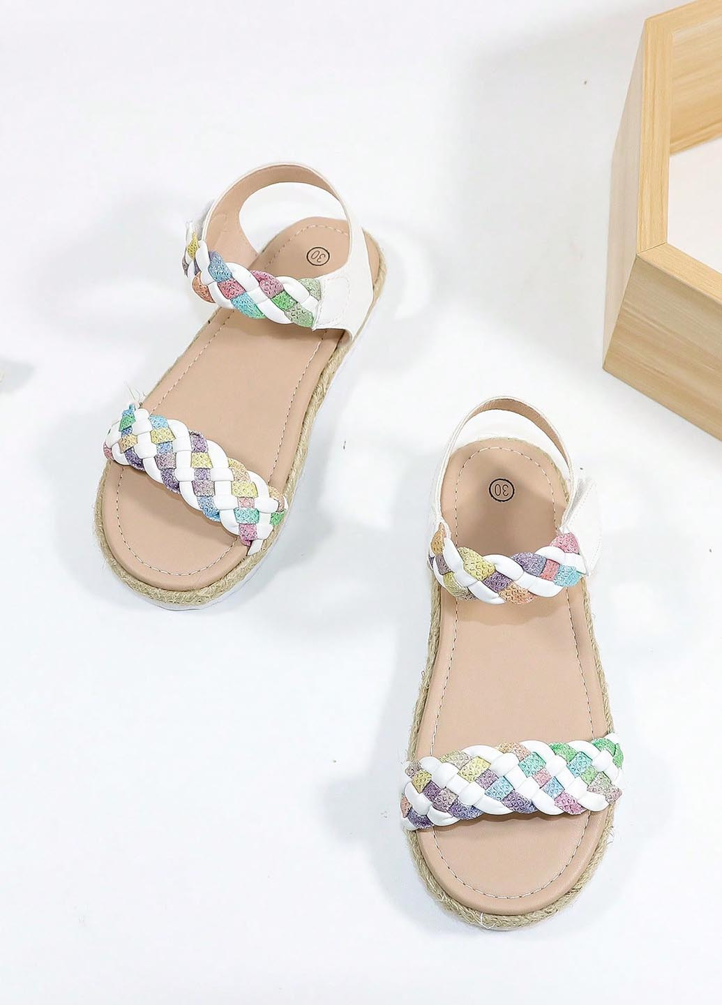 Белые эспадрильи SHEIN на плетеной подошве, плетение