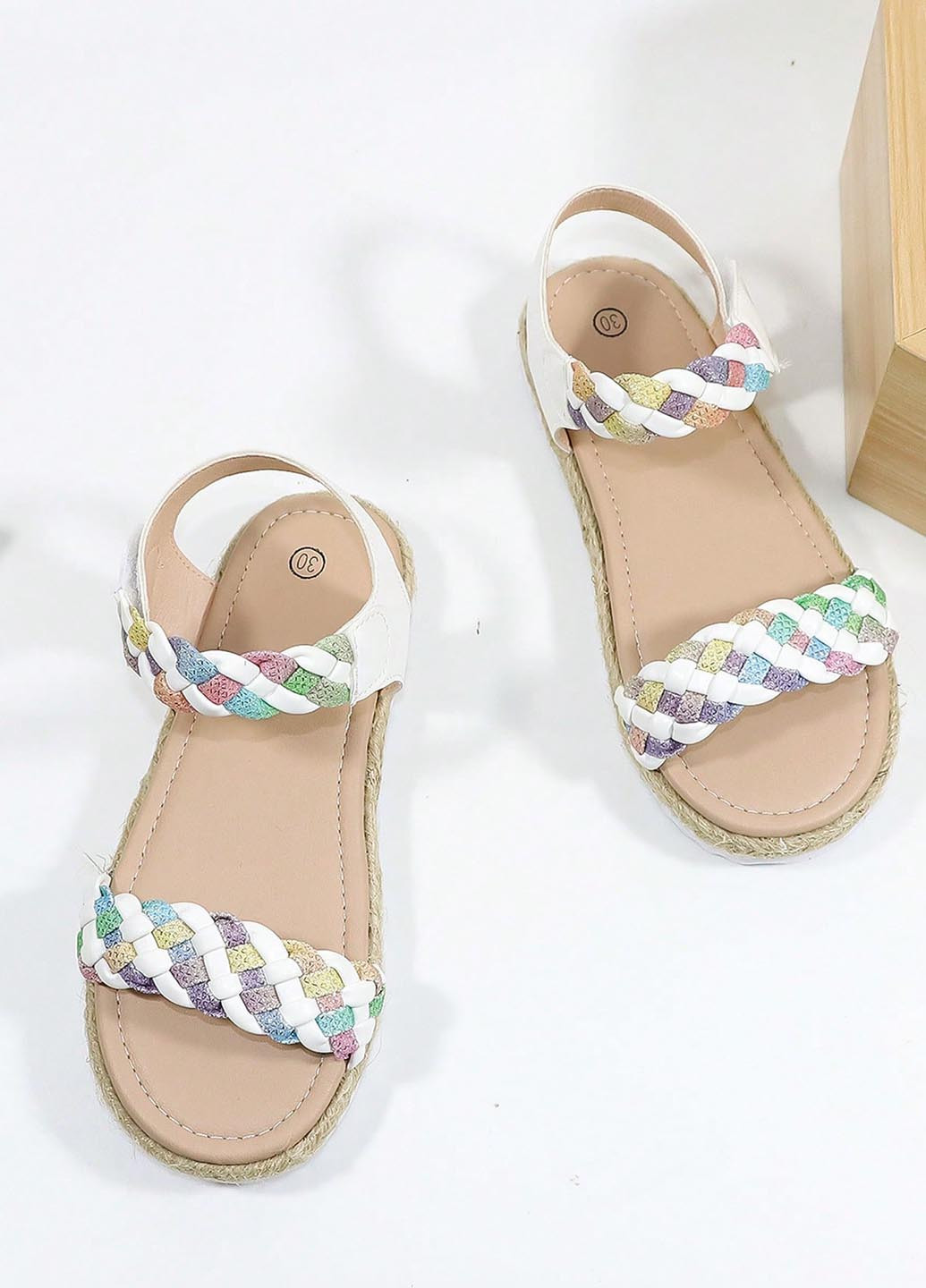 Белые эспадрильи SHEIN на плетеной подошве, плетение