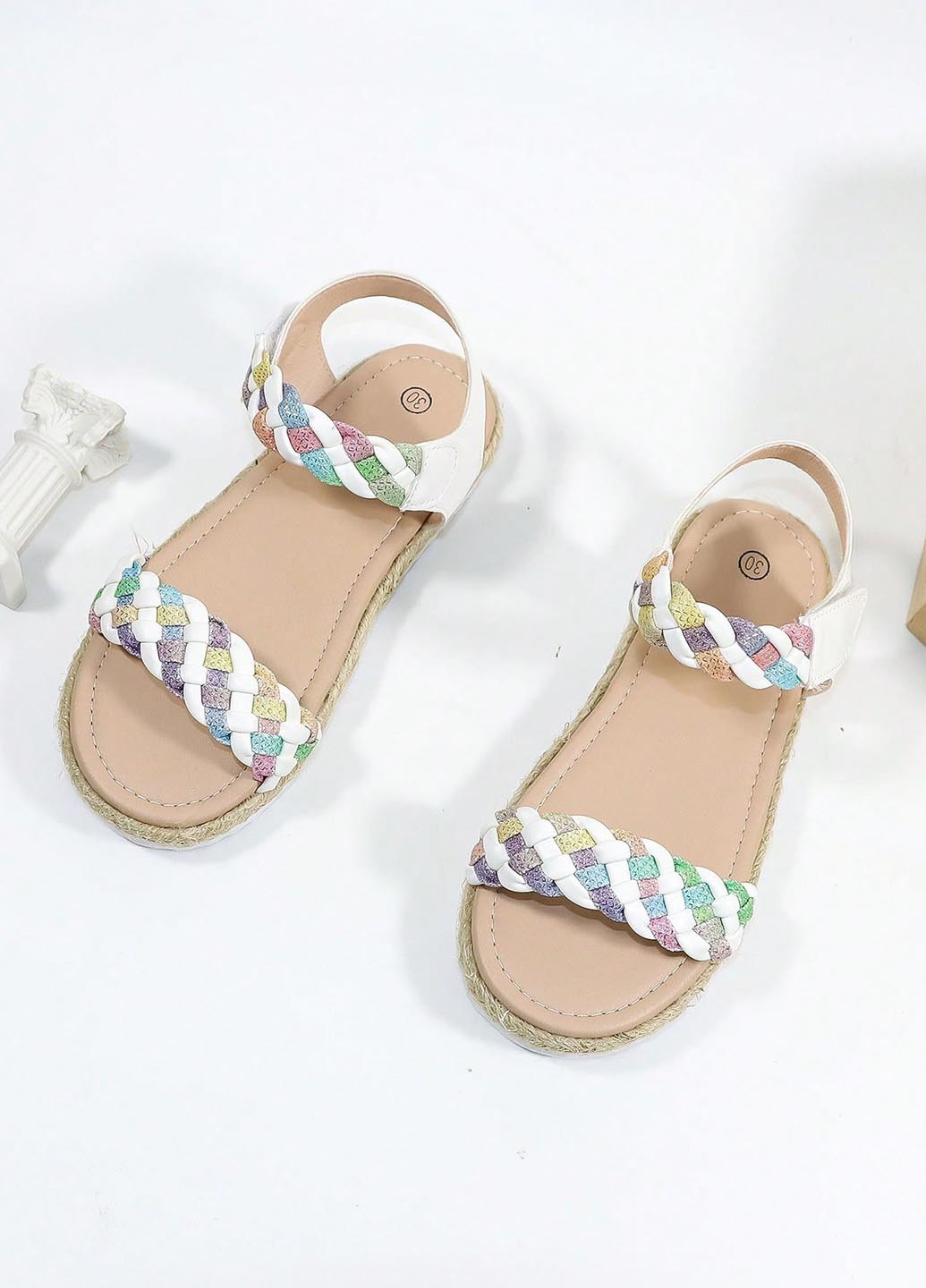 Белые эспадрильи SHEIN на плетеной подошве, плетение