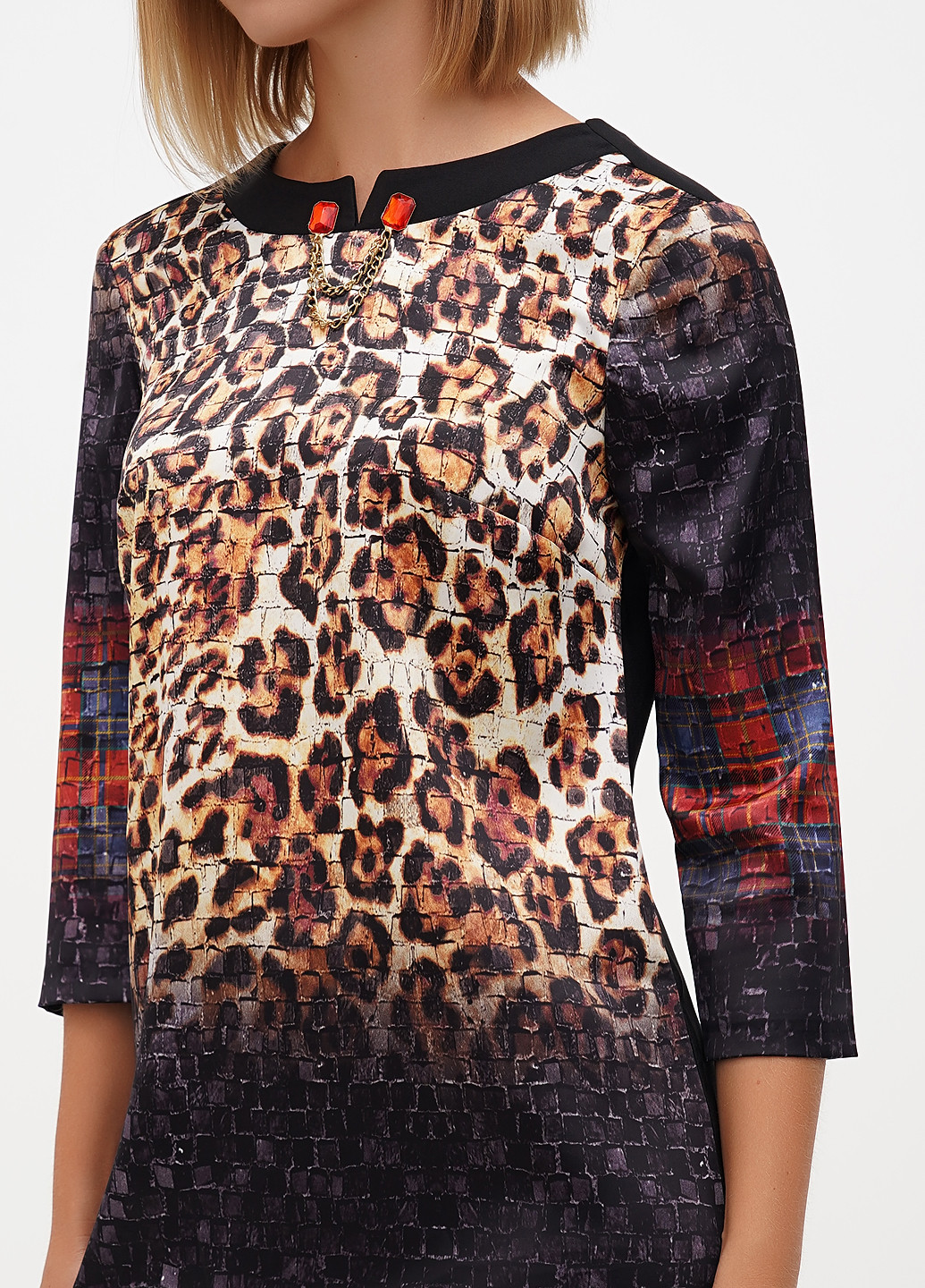 Черное кэжуал платье Sassofono леопардовый
