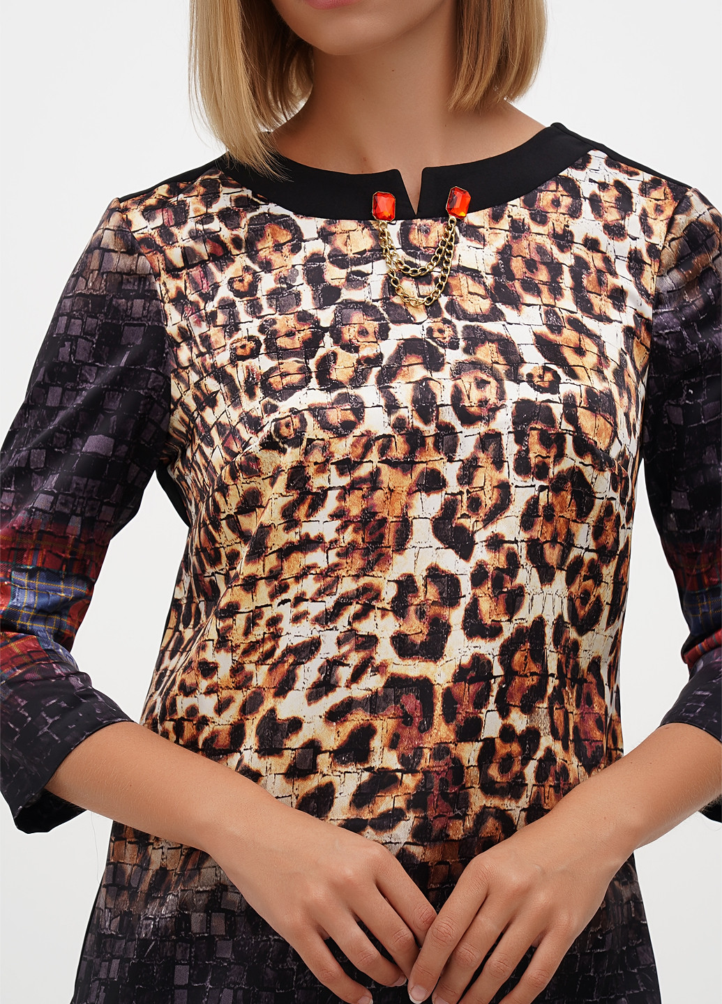 Черное кэжуал платье Sassofono леопардовый