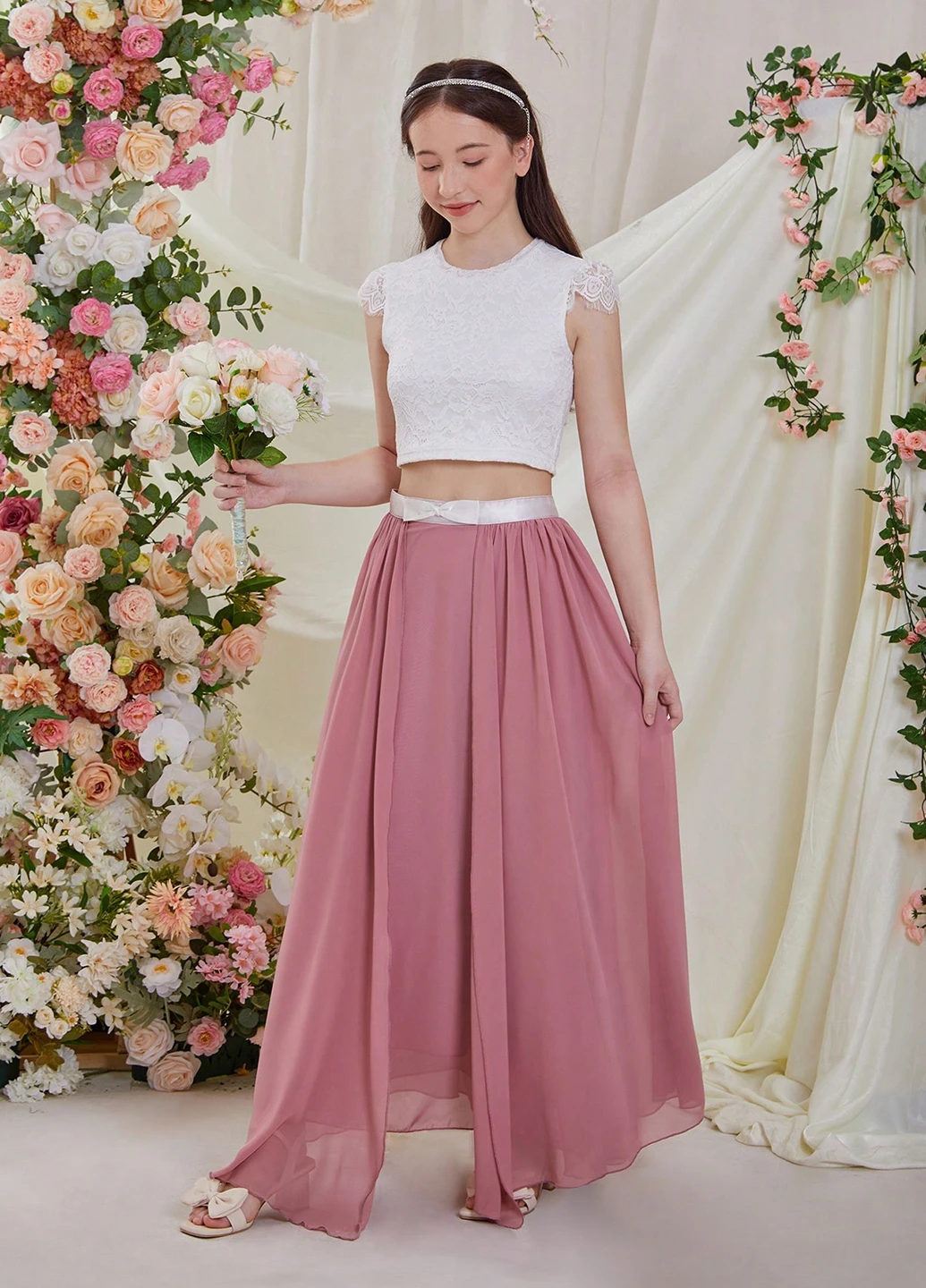 Комбінований літній костюм (топ, спідниця) SHEIN