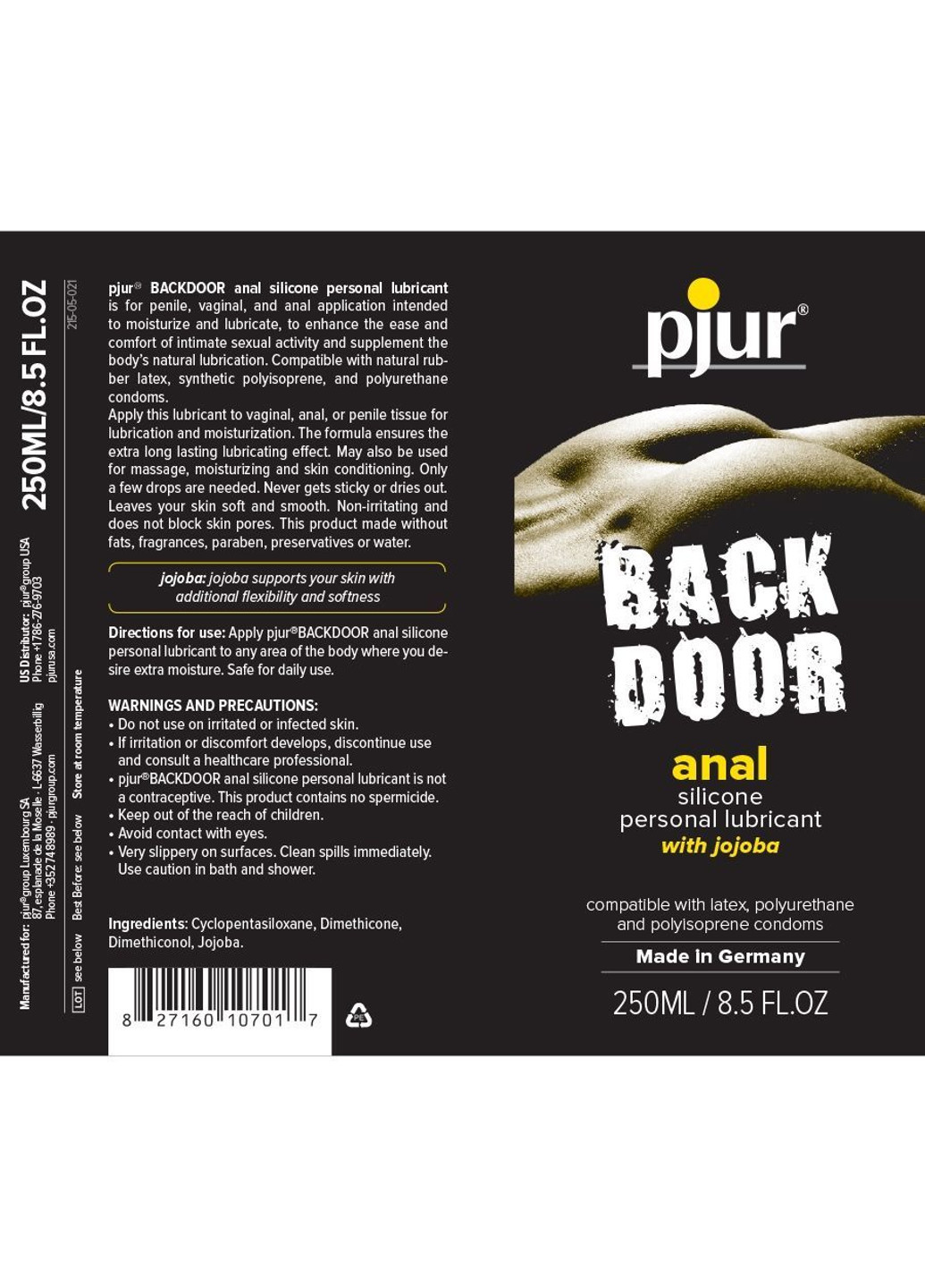 Анальная смазка backdoor anal Relaxing jojoba silicone 250 мл на силиконовой основе Pjur (251864330)