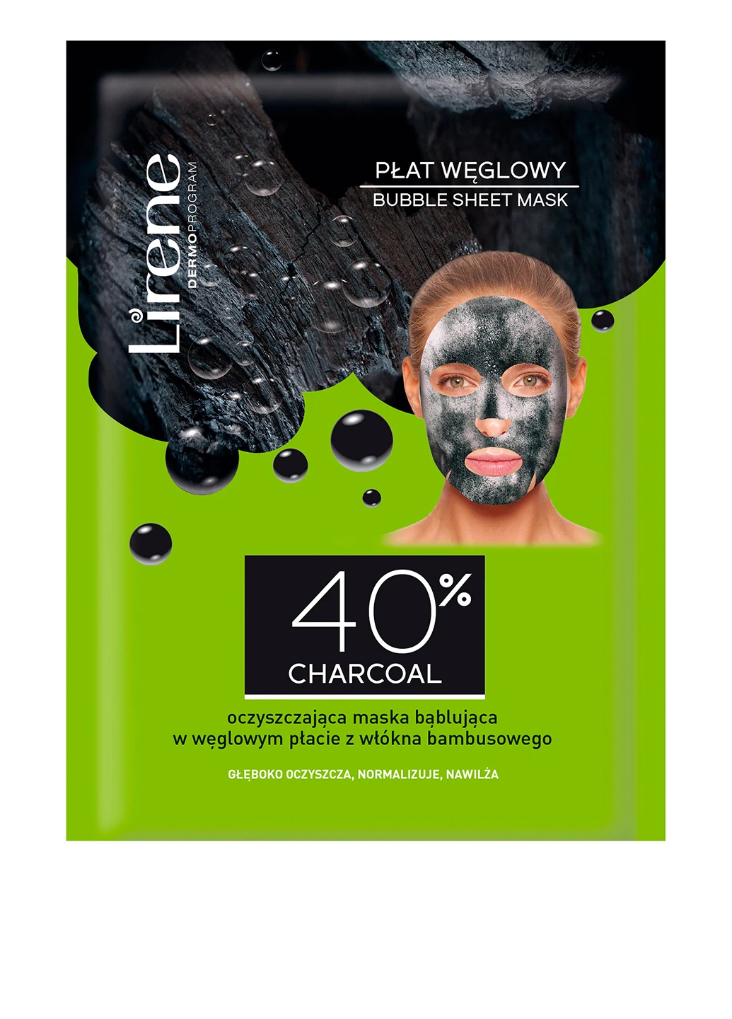 Пузырьковая маска с углем Charcoal Bubble Sheet Mask, (1 шт.) Lirene (160879120)