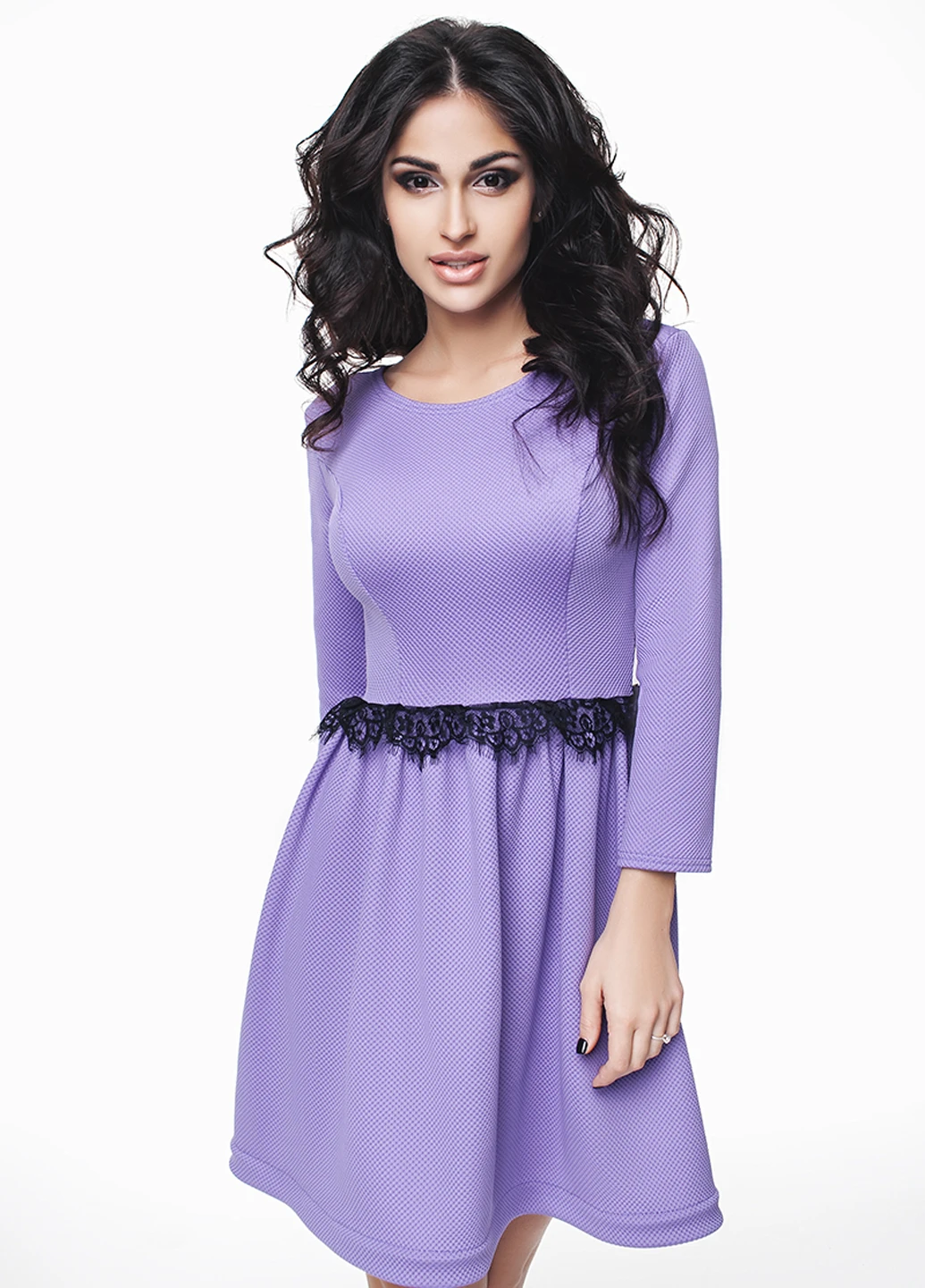 Сиреневое кэжуал платье New Style однотонное