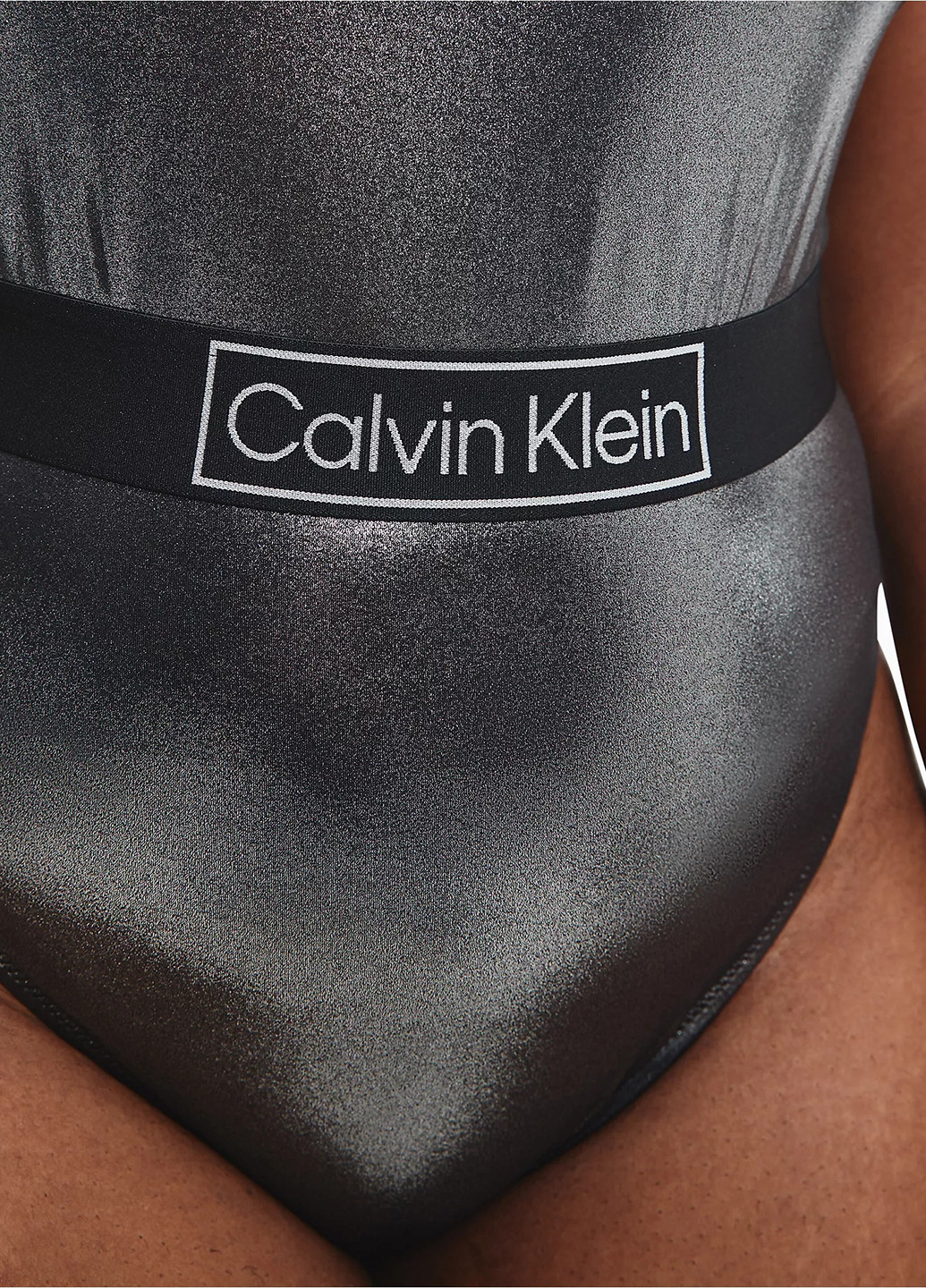 Срібний літній купальник суцільний Calvin Klein