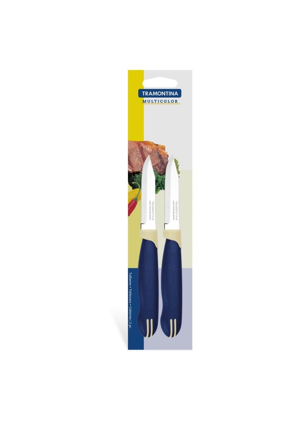 Набір ножів Multicolor для овочів 2шт 76 мм Blue (23511/213) Tramontina синіти,