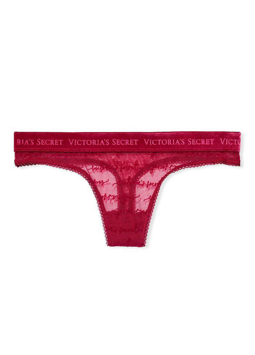 Трусы Victoria's Secret стринги надписи розовые повседневные полиамид