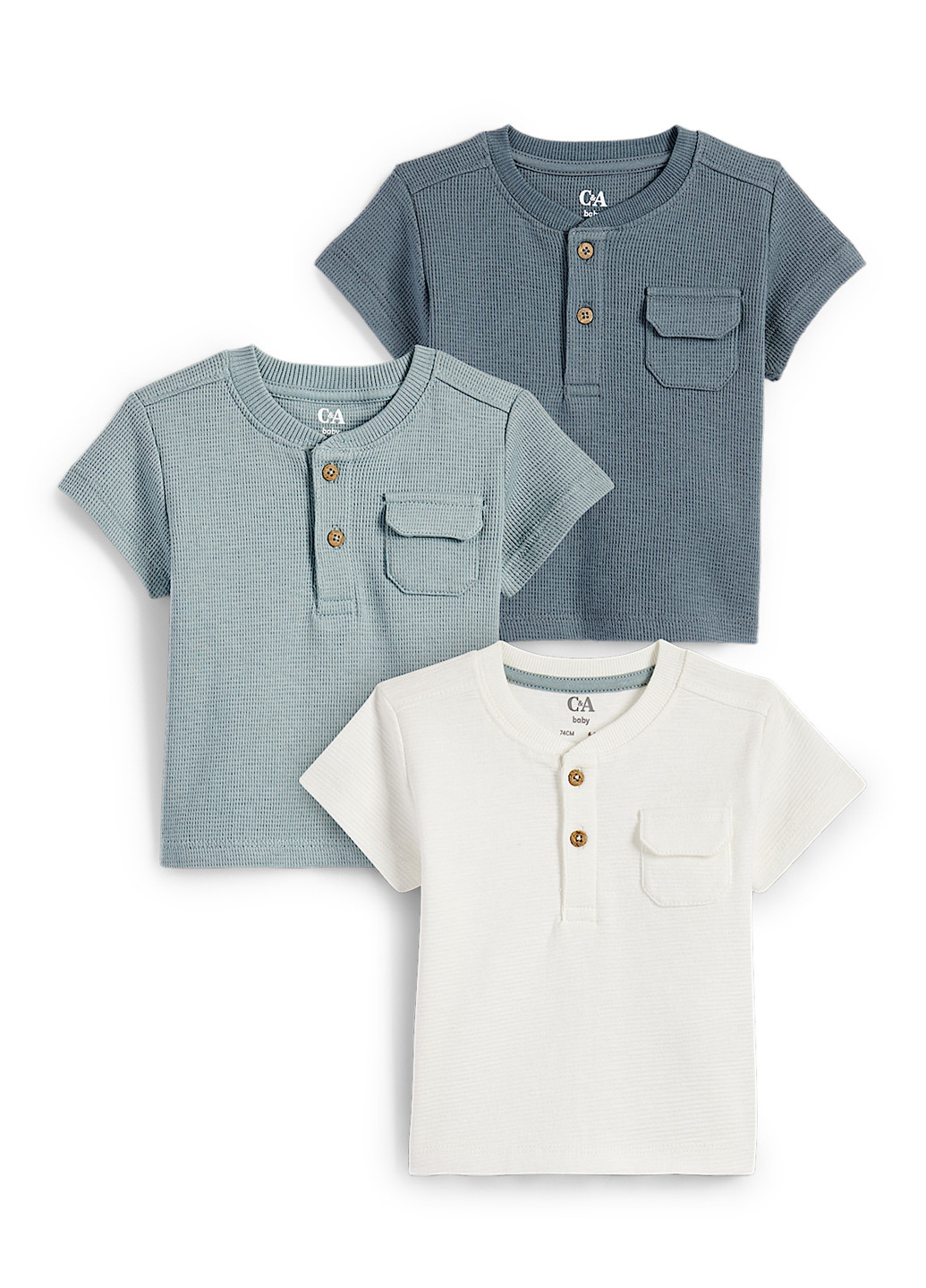 Цветная детская футболка-поло (3 шт.) для мальчика C&A однотонная
