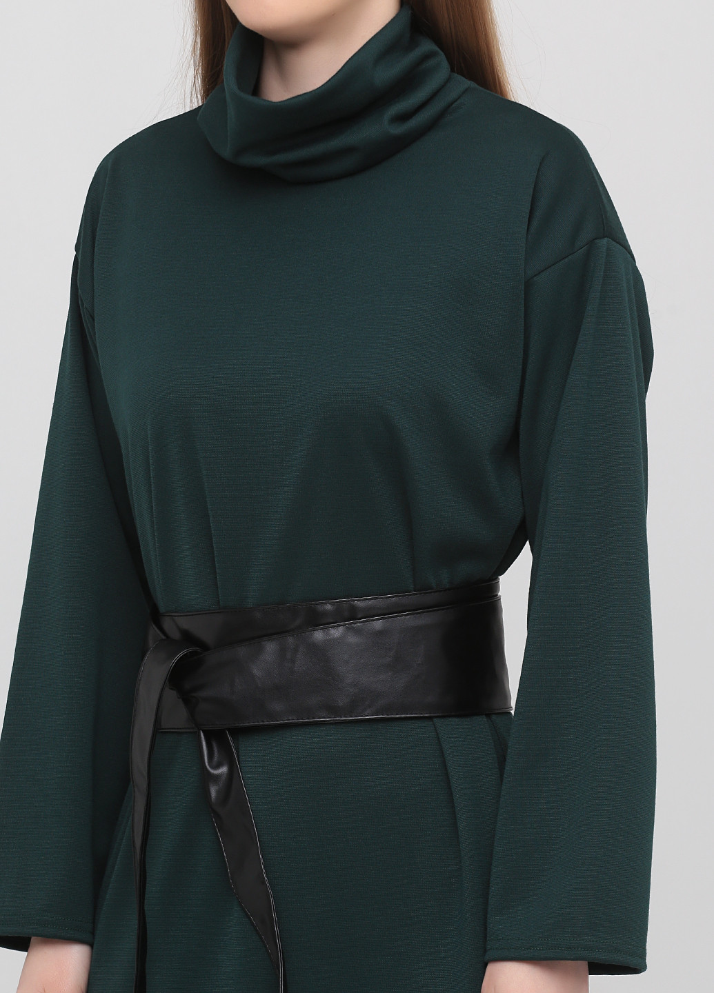 Темно-зеленое кэжуал платье платье-водолазка Podium однотонное