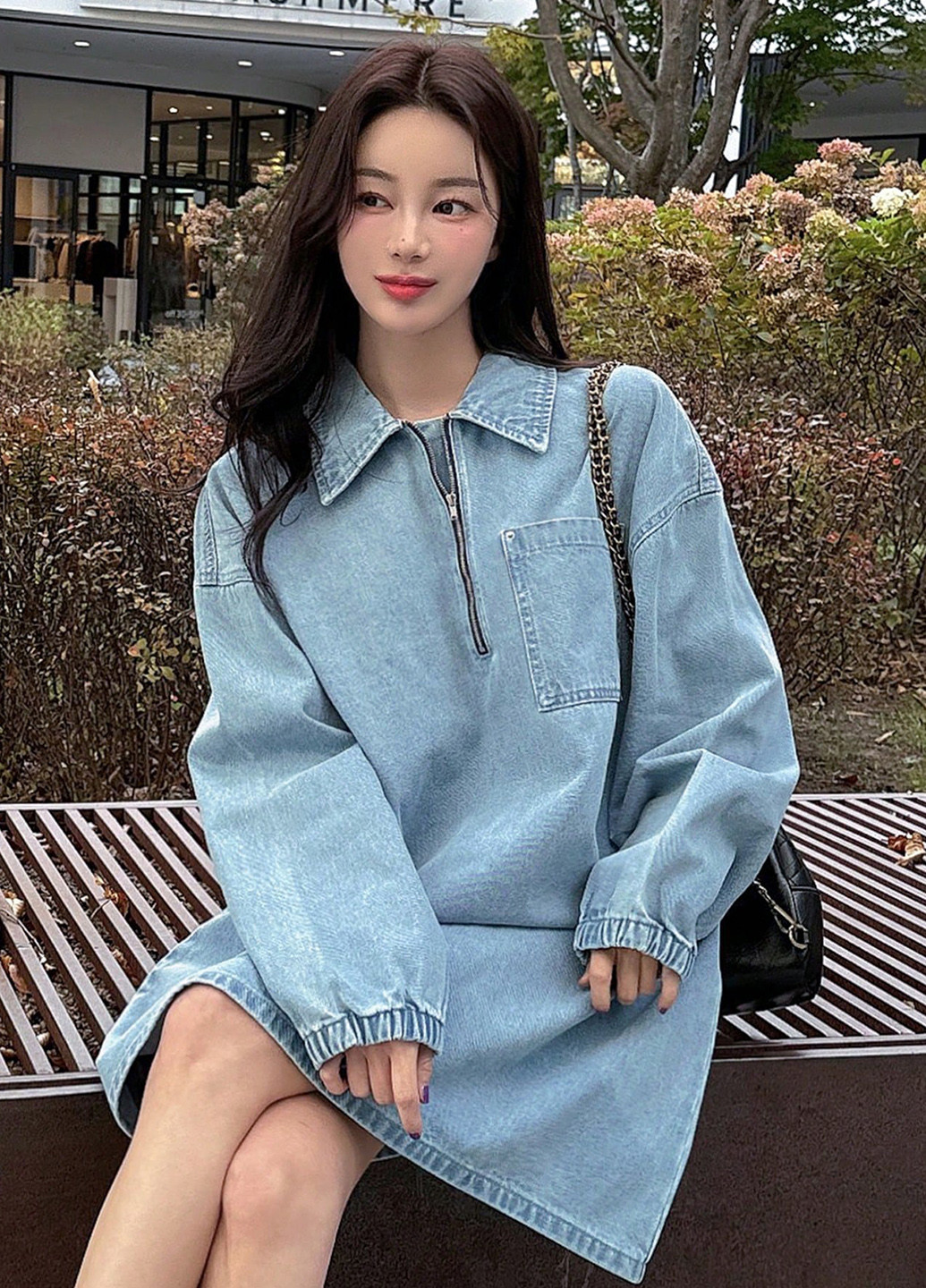 Світло-синя джинсова, кежуал сукня а-силует SHEIN однотонна