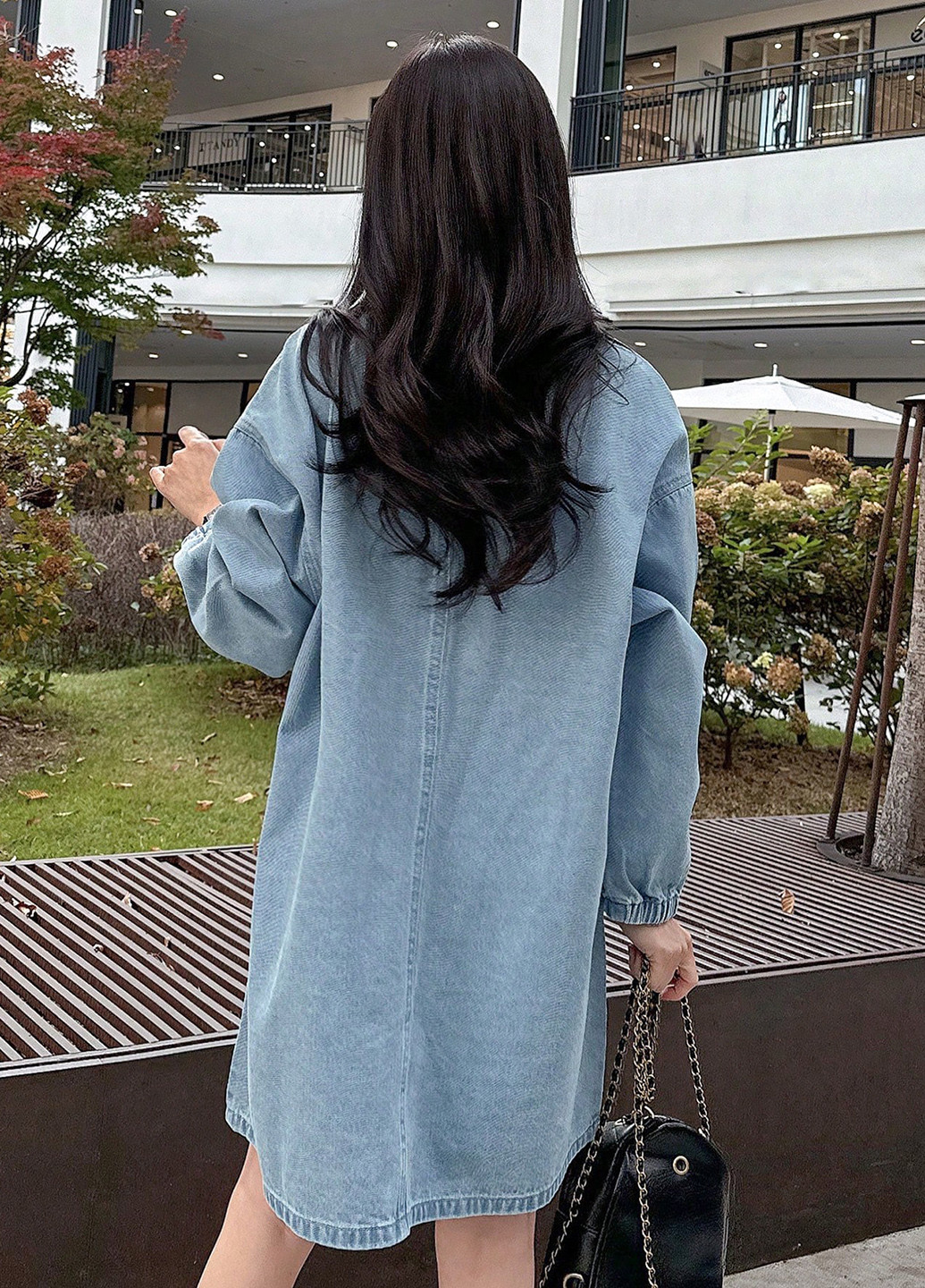 Світло-синя джинсова, кежуал сукня а-силует SHEIN однотонна