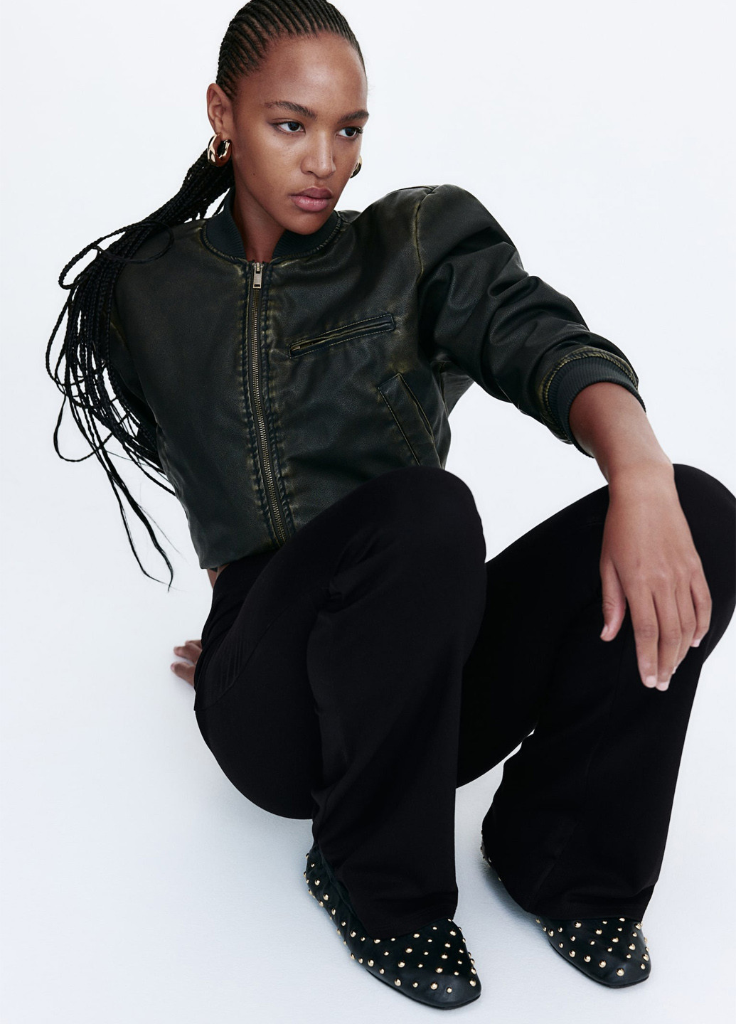 Черные демисезонные леггинсы H&M