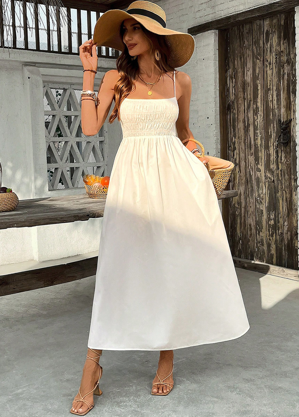 Летний женский сарафан SHEIN однотонный