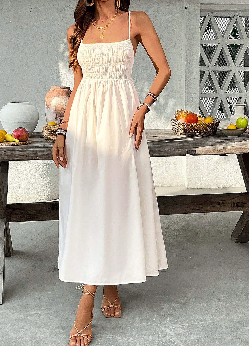 Летний женский сарафан SHEIN однотонный