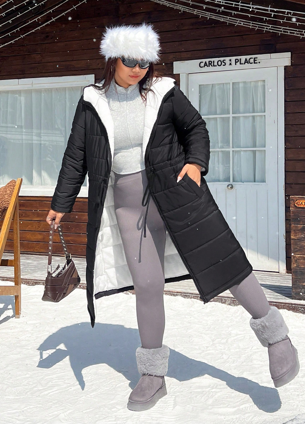 Чорно-біла зимня куртка SHEIN