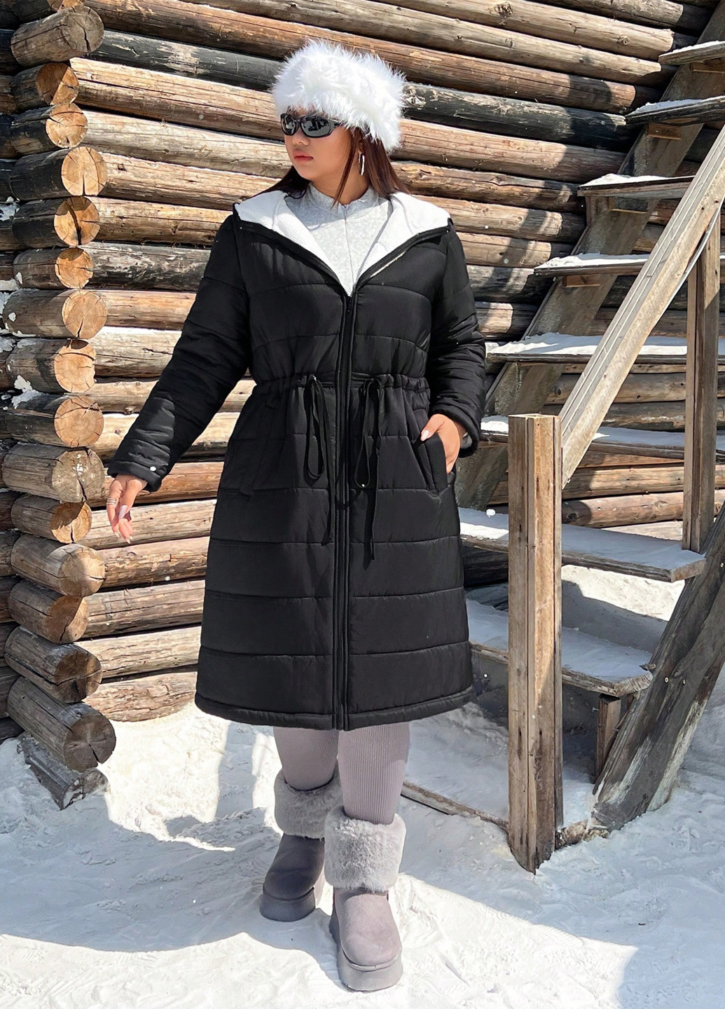 Чорно-біла зимня куртка SHEIN