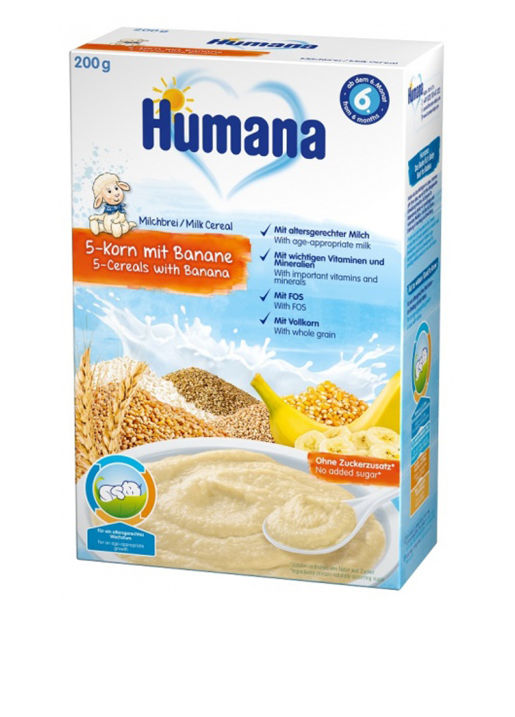 Каша молочная 5 злаков с бананом, 200 г Humana (131406444)
