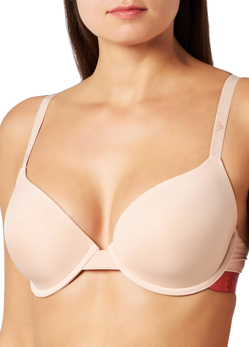 Бежевый балконет бюстгальтер Emporio Armani с косточками полиамид