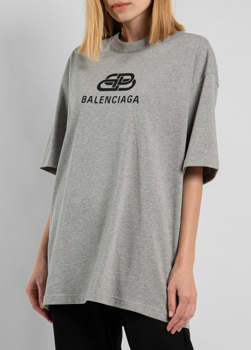 Сіра сіра футболка з логотипом Balenciaga