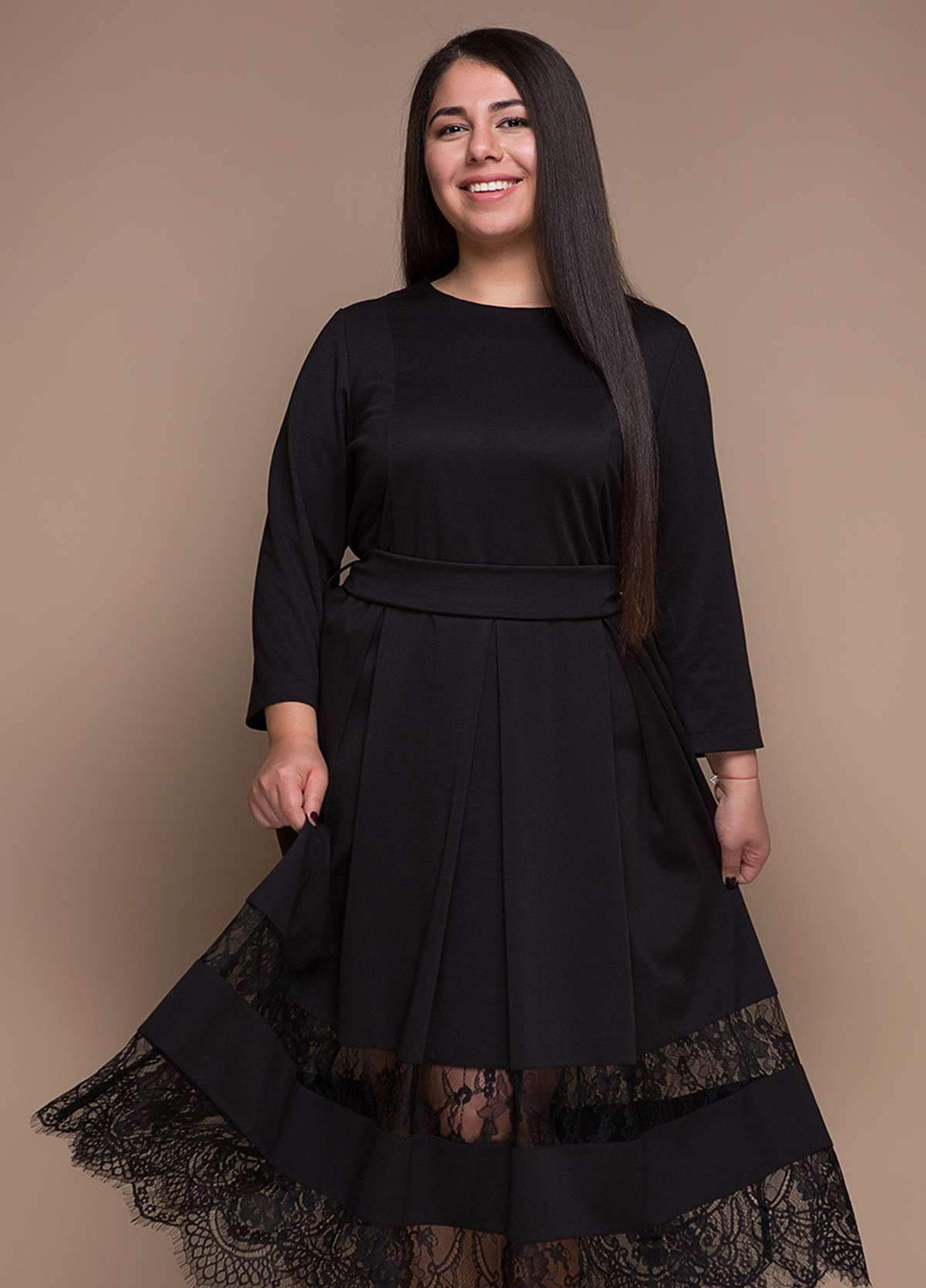 Чорна кежуал ошатне плаття з французьким мереживом флоренс чорне Tatiana однотонна