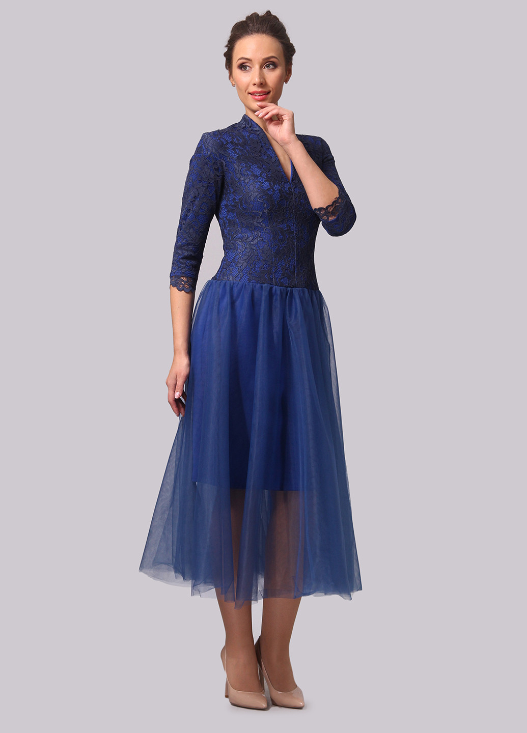 Темно-синее кэжуал платье клеш Alika Kruss однотонное