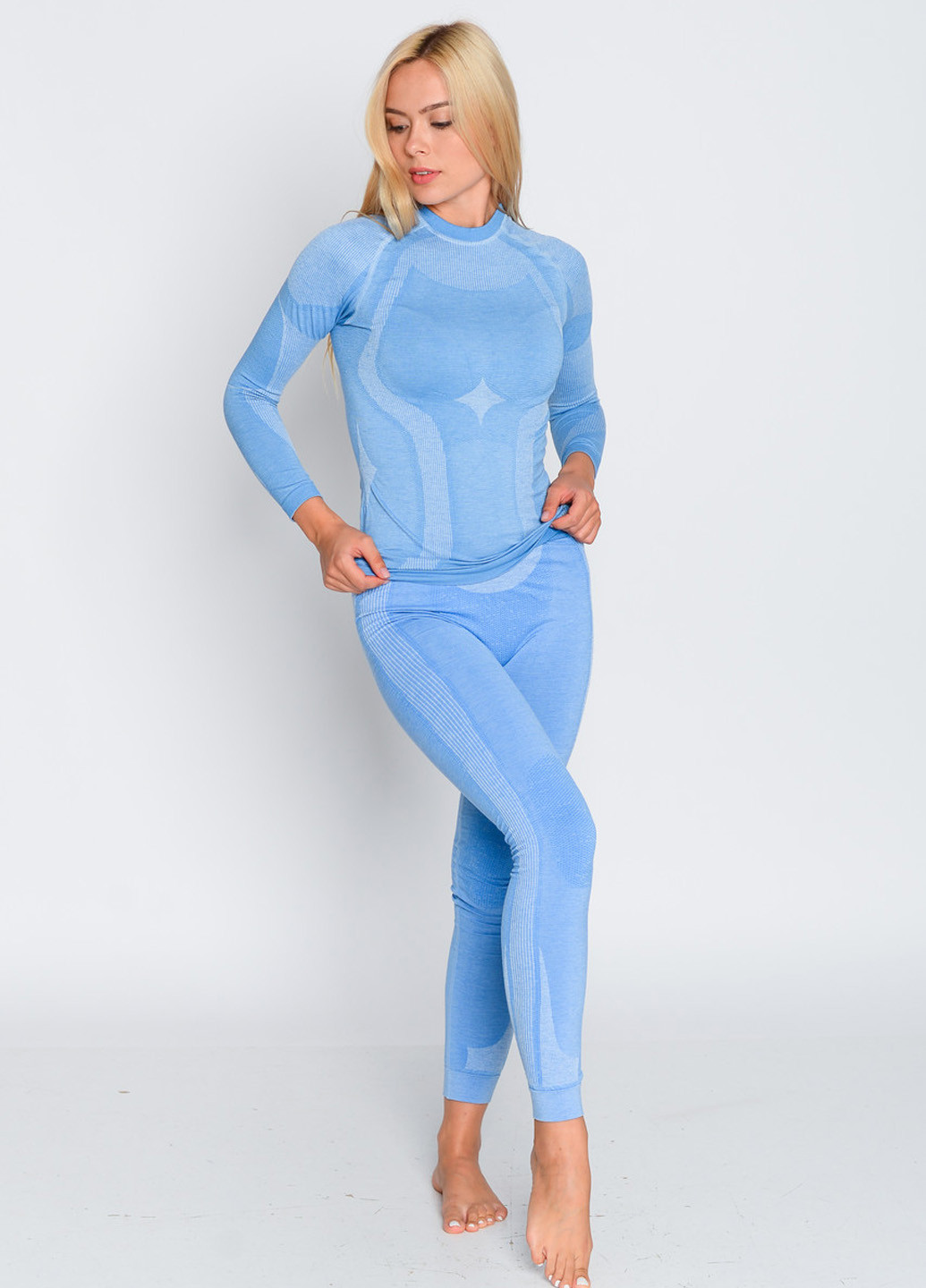 Женская термокофта с шерстью мериноса XS Hanna Style голубой спортивный