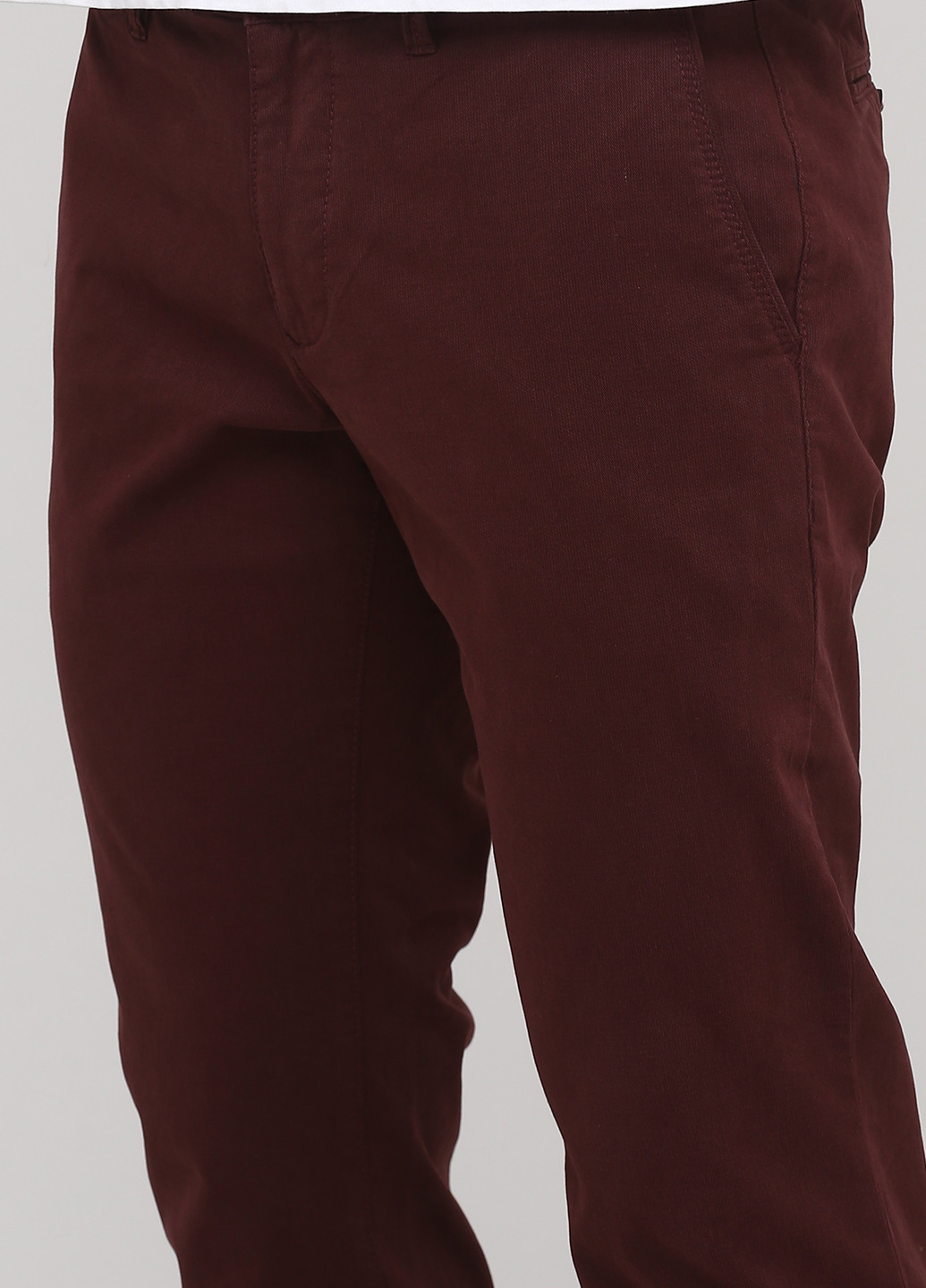 Темно-бордовые кэжуал демисезонные зауженные брюки DOUBLE U. ONE