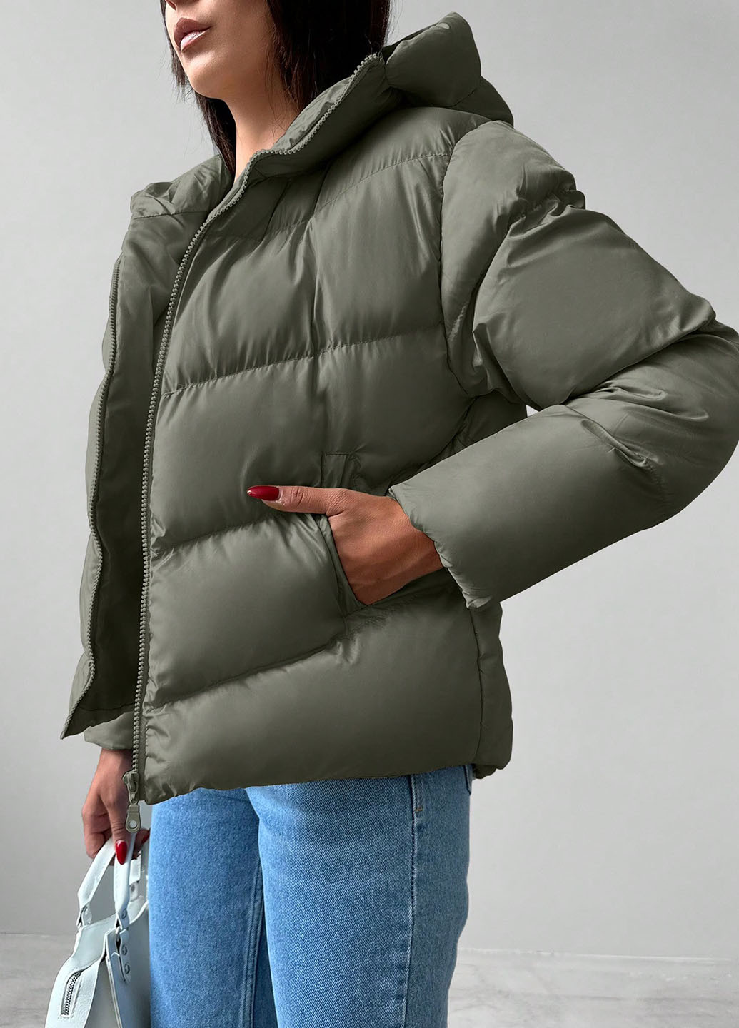 Оливкова (хакі) зимня куртка SHEIN