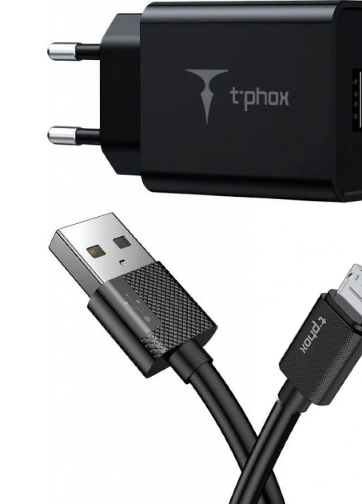 Зарядний пристрій Mini 12W 2.4A + Micro cable 1.2m (Black) (Mini (B) + Micro) T-PHOX (216637531)