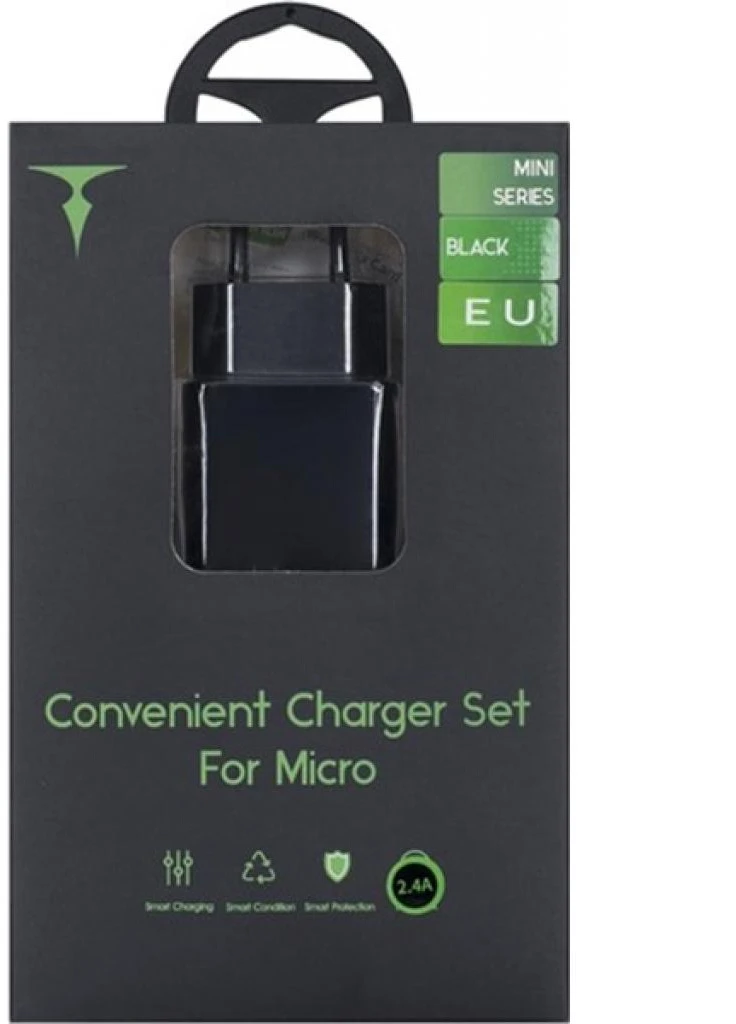 Зарядний пристрій Mini 12W 2.4A + Micro cable 1.2m (Black) (Mini (B) + Micro) T-PHOX (216637531)